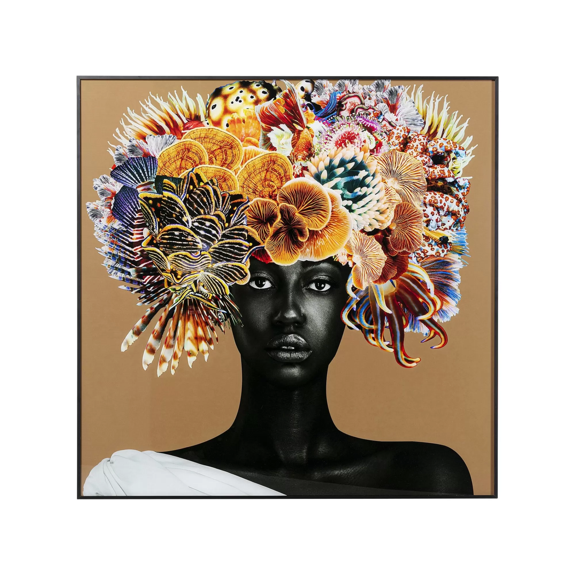 KARE Design Affiche Encadrée Femme Coraux Poissons 120x120cm ^ Tableau