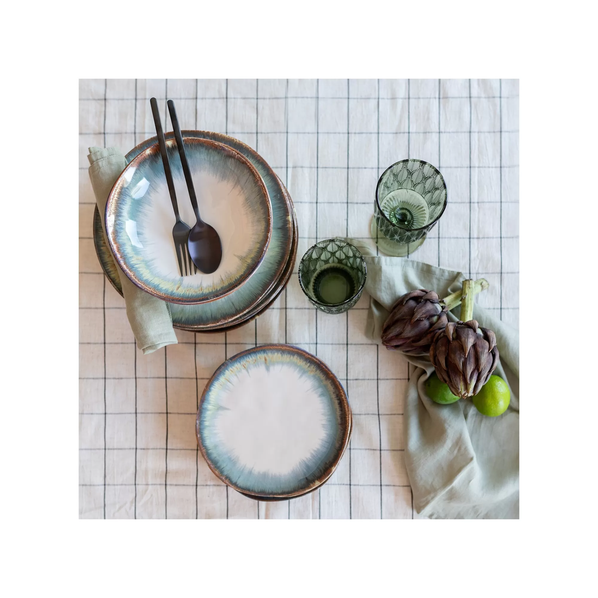 KARE Design Assiettes Creuses Organic Bleues 20cm Set De 4 ^ Vaisselle