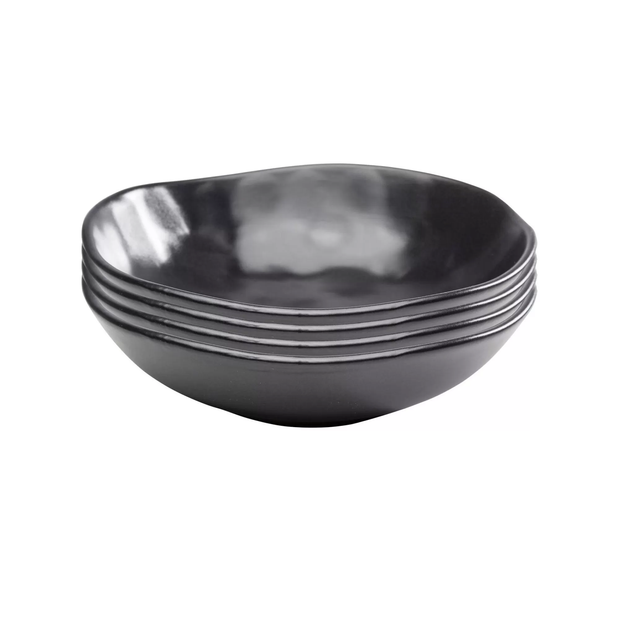 KARE Design Assiettes Creuses Organic Noires 20cm Set De 4 ^ Vaisselle
