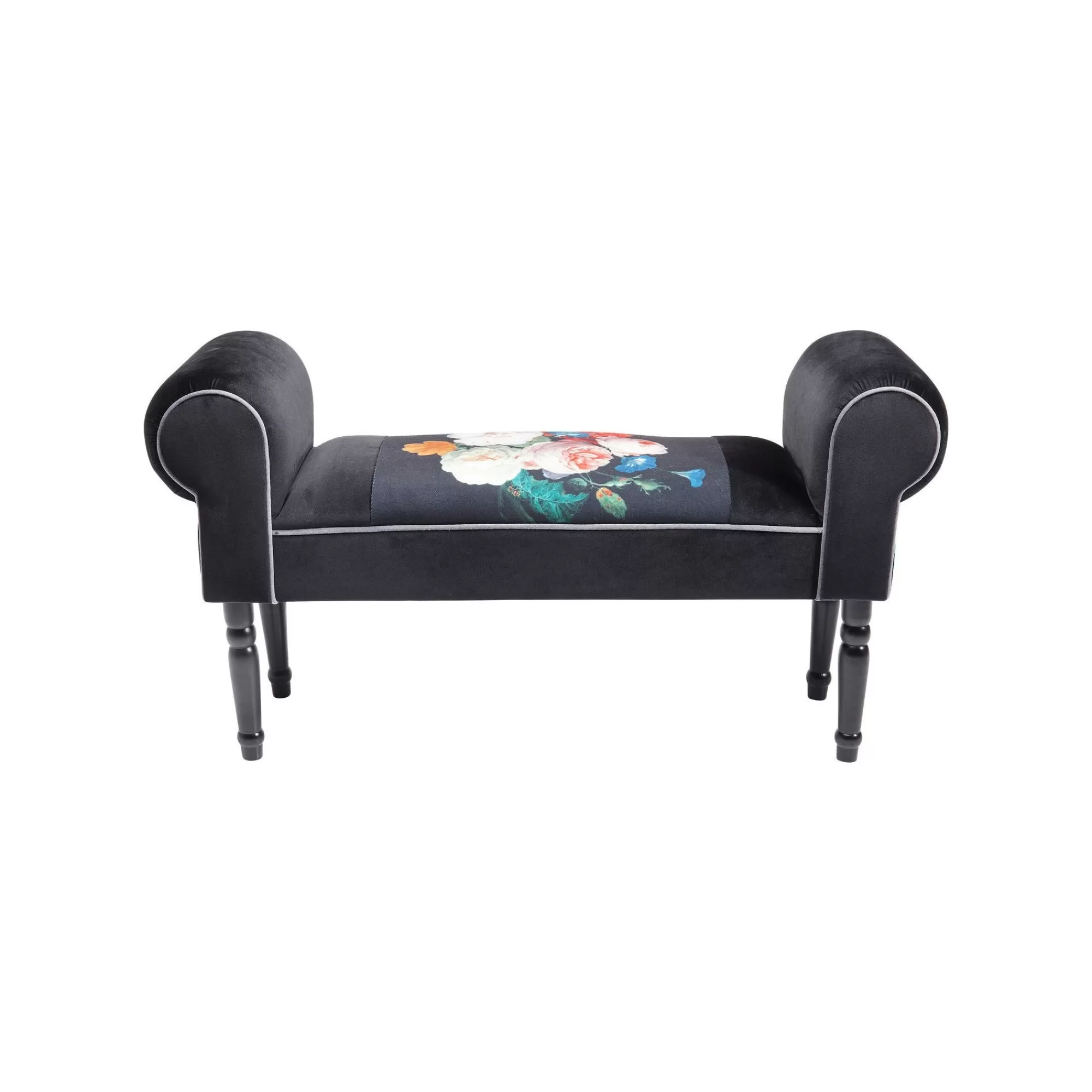 KARE Design Banc Wing Velours Noir Fleurs ^ Banc