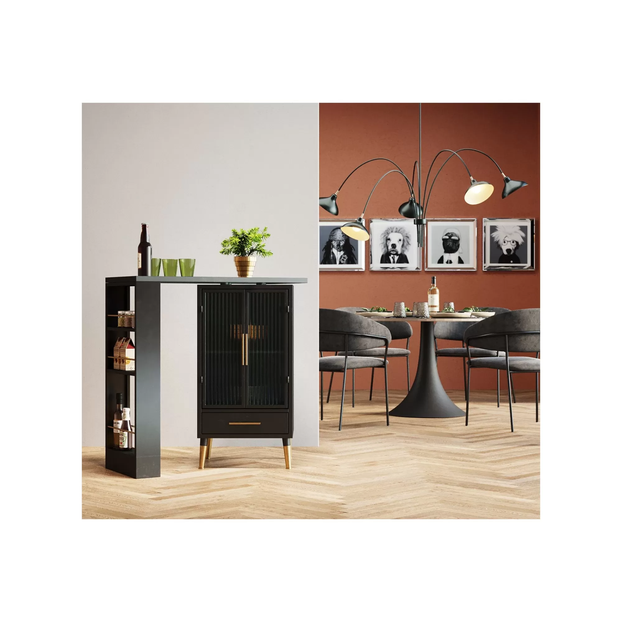 KARE Design Bar Avec étagère Pivotante La Gomera ^ Buffet | Bar & Tabouret De Bar