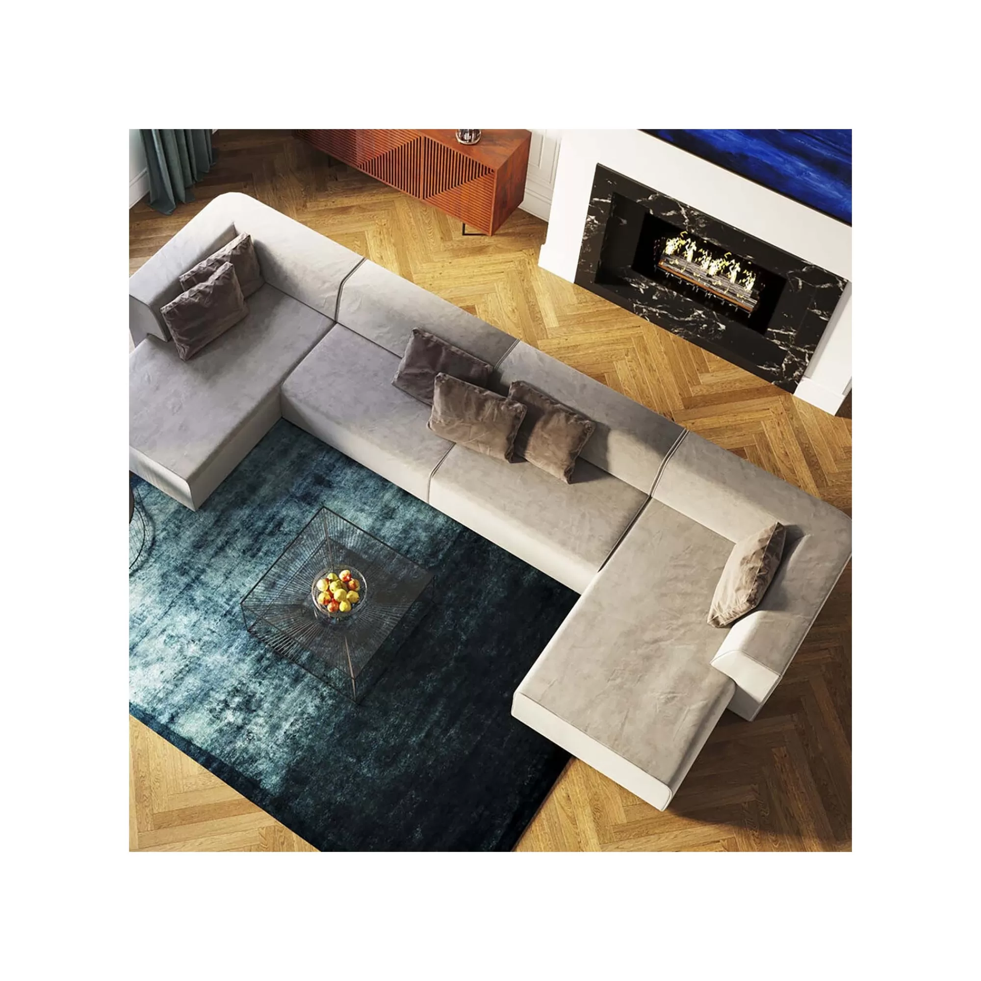 KARE Design Canapé 2 Angles Infinity Gris XXL 4 Assises ^ Canapé & Banquette