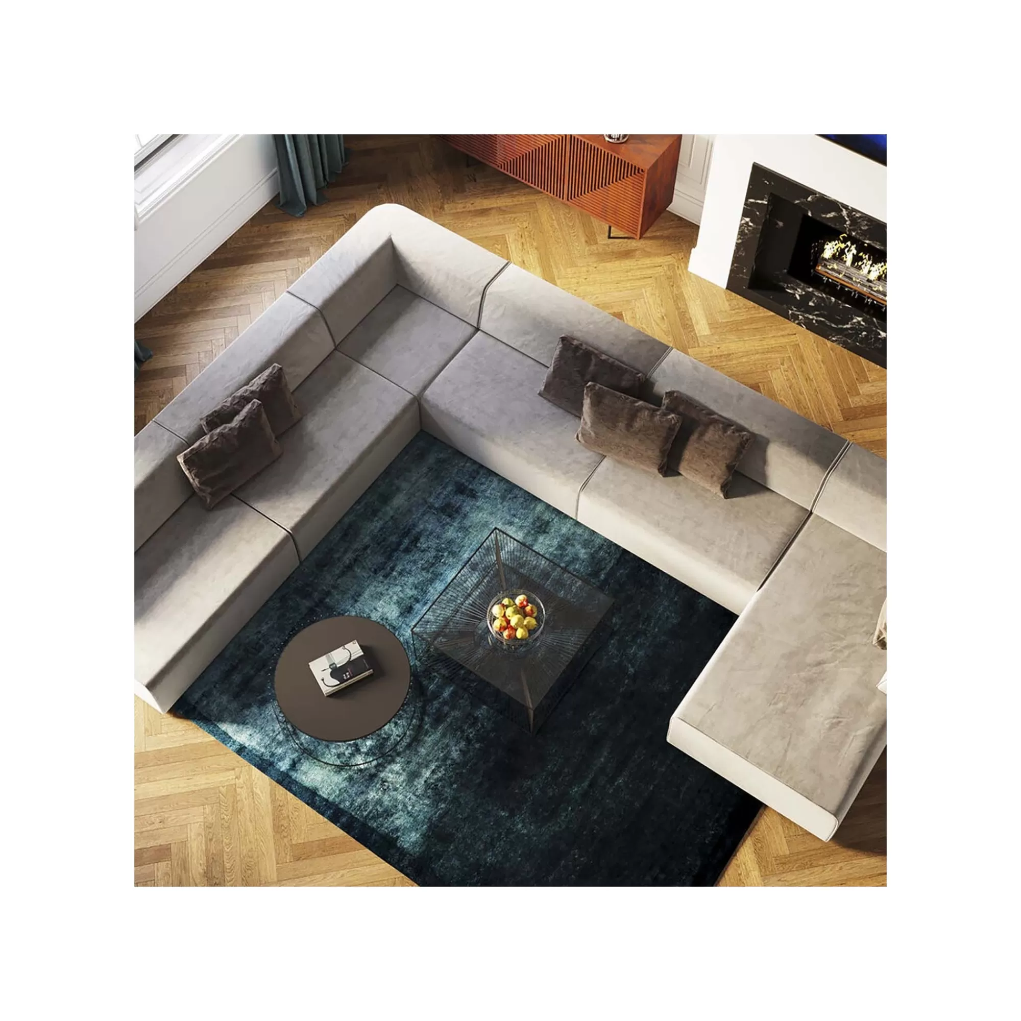KARE Design Canapé 2 Angles Infinity Gris XXL 6 Assises ^ Canapé & Banquette
