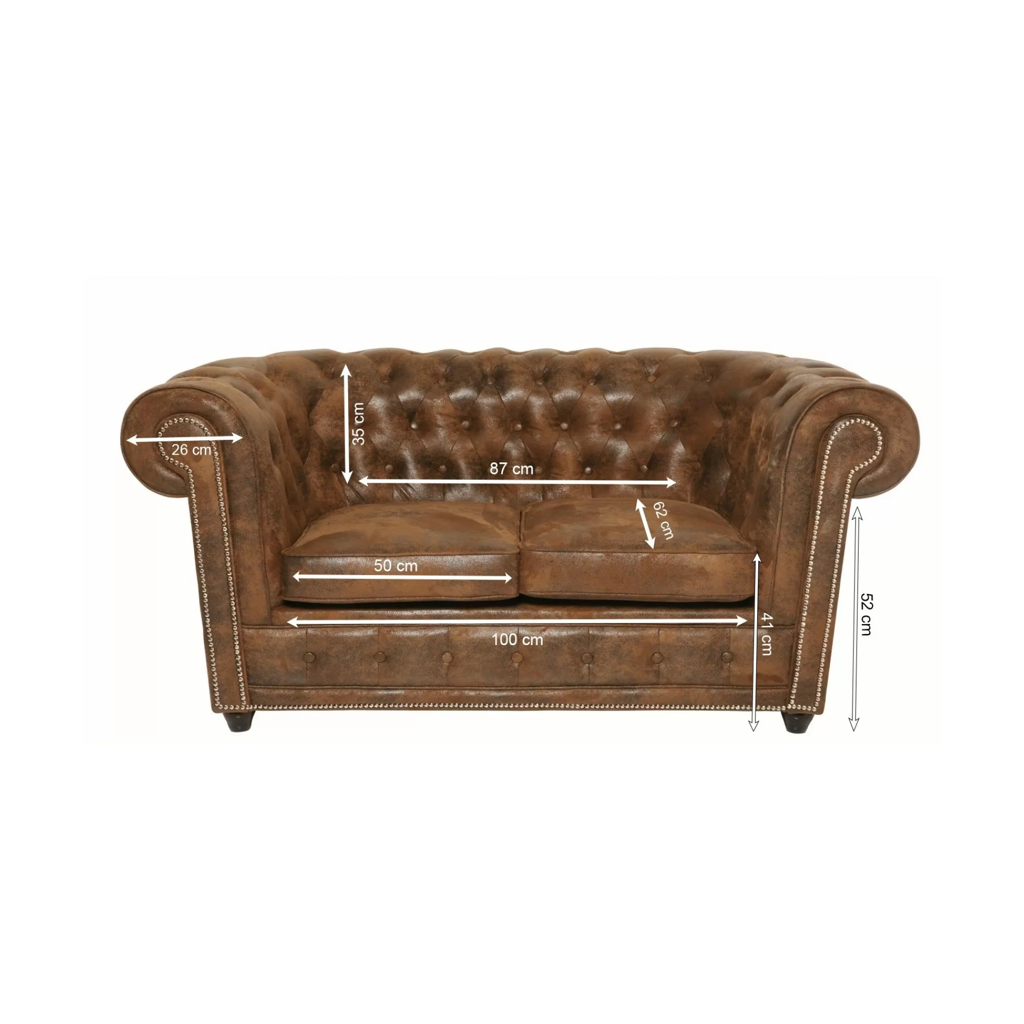 KARE Design Canapé 2 Places Oxford Vintage Rivet ^ Canapé & Banquette