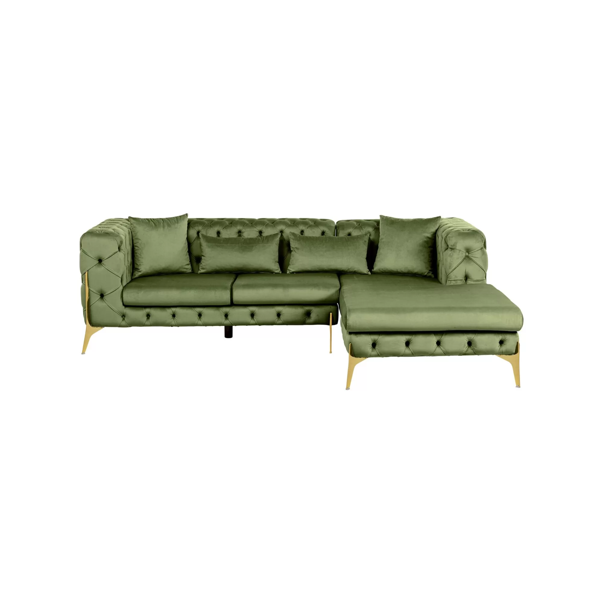 KARE Design Canapé D'angle Bellissima Droite Velours Vert ^ Canapé & Banquette