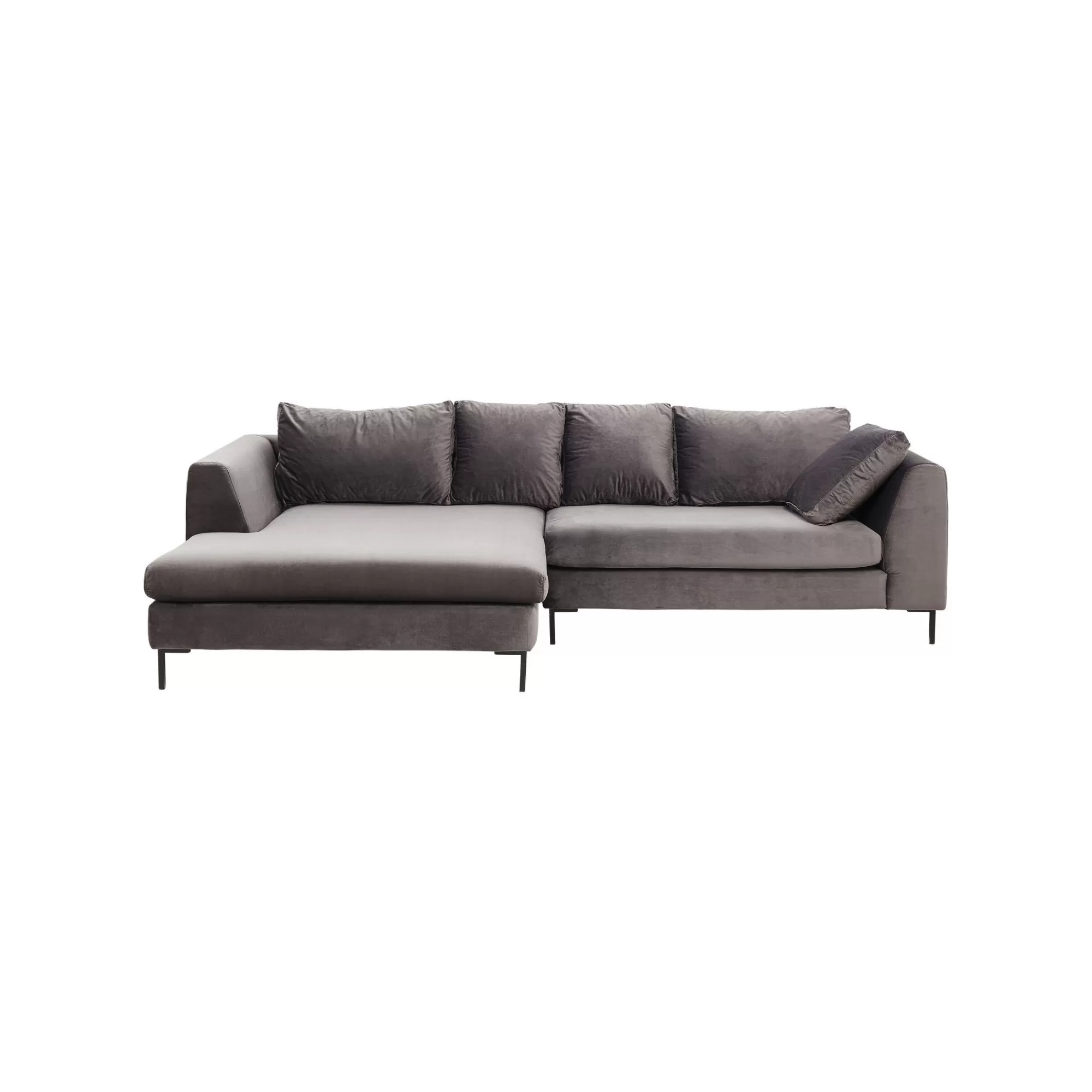 KARE Design Canapé D'angle Gianna 290cm Gauche Velours Gris ^ Canapé & Banquette