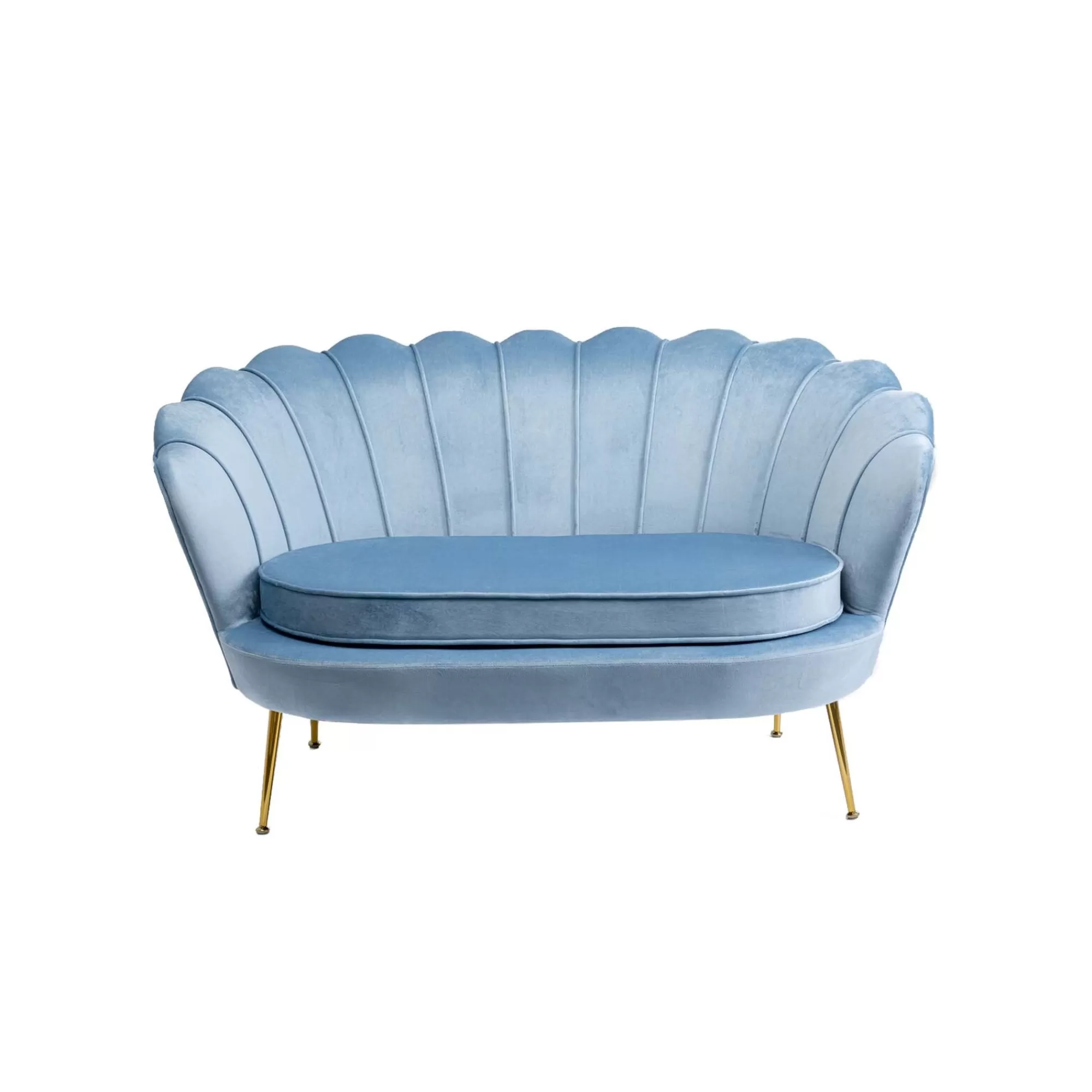 KARE Design Canapé Water Lily 2 Places Velours Bleu Et Acier Doré ^ Canapé & Banquette