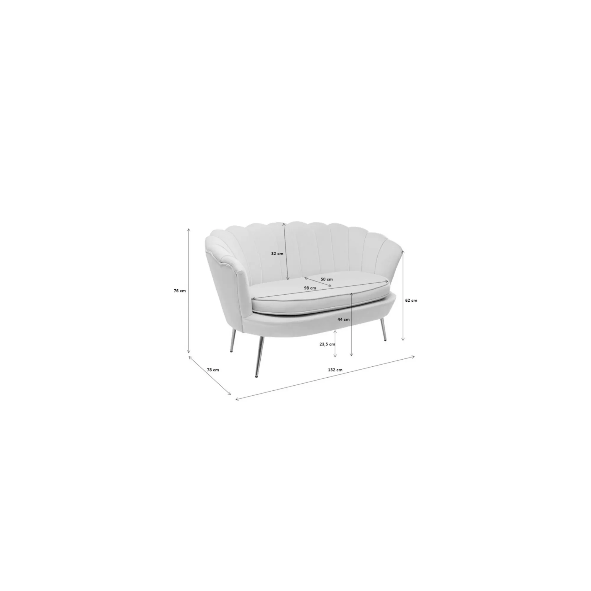 KARE Design Canapé Water Lily 2 Places Velours Gris Et Acier Doré ^ Canapé & Banquette