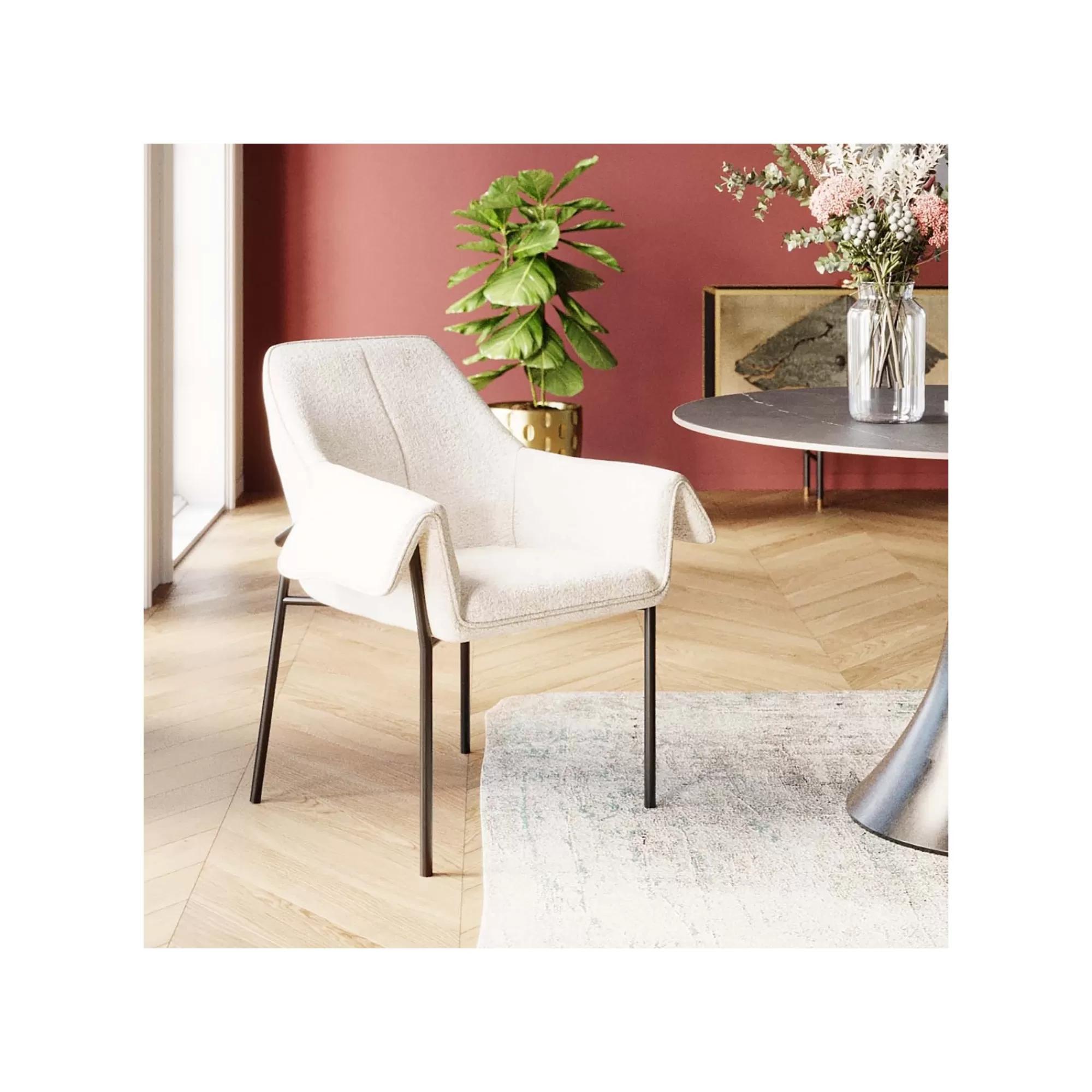 KARE Design Chaise Avec Accoudoirs Bess Crème ^ Chaise