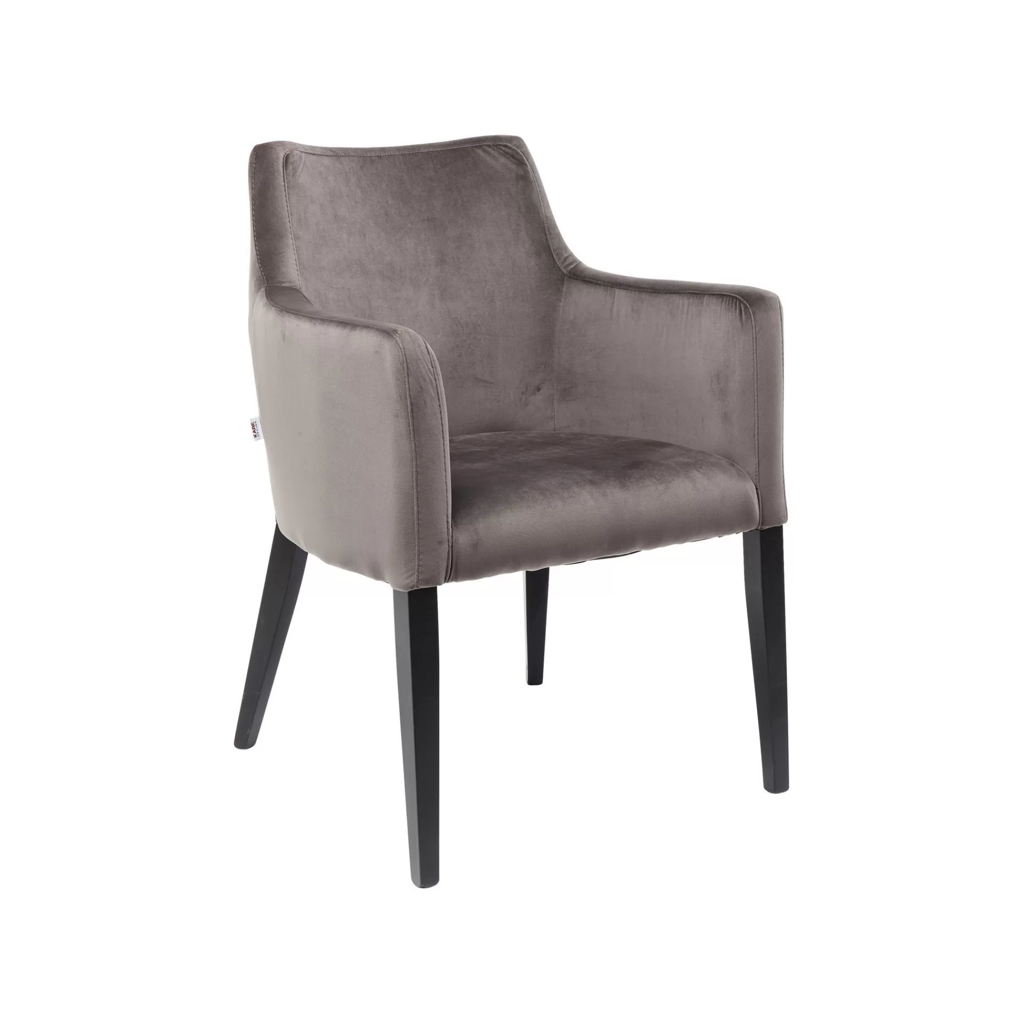KARE Design Chaise Avec Accoudoirs Mode Pieds Noirs Velours Gris ^ Chaise