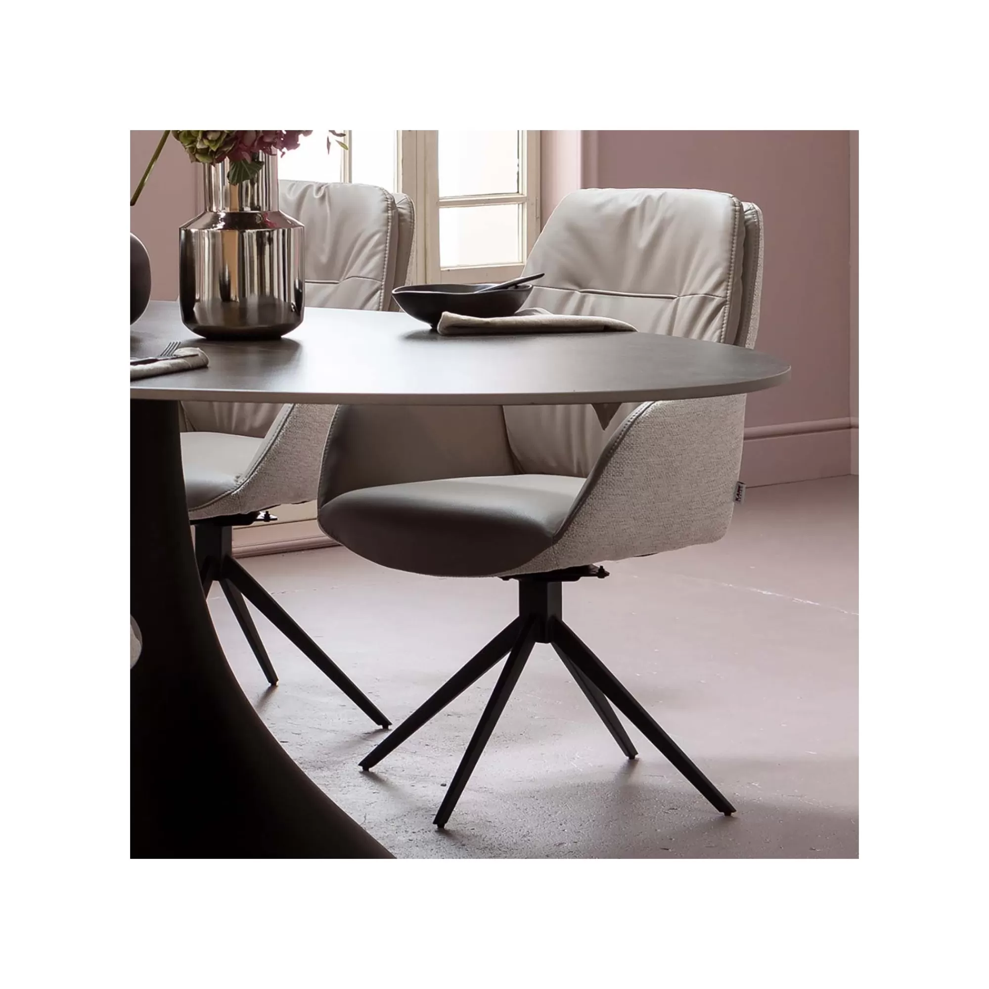 KARE Design Chaise Avec Accoudoirs Pivotante Amira Grise ^ Chaise De Bureau | Chaise