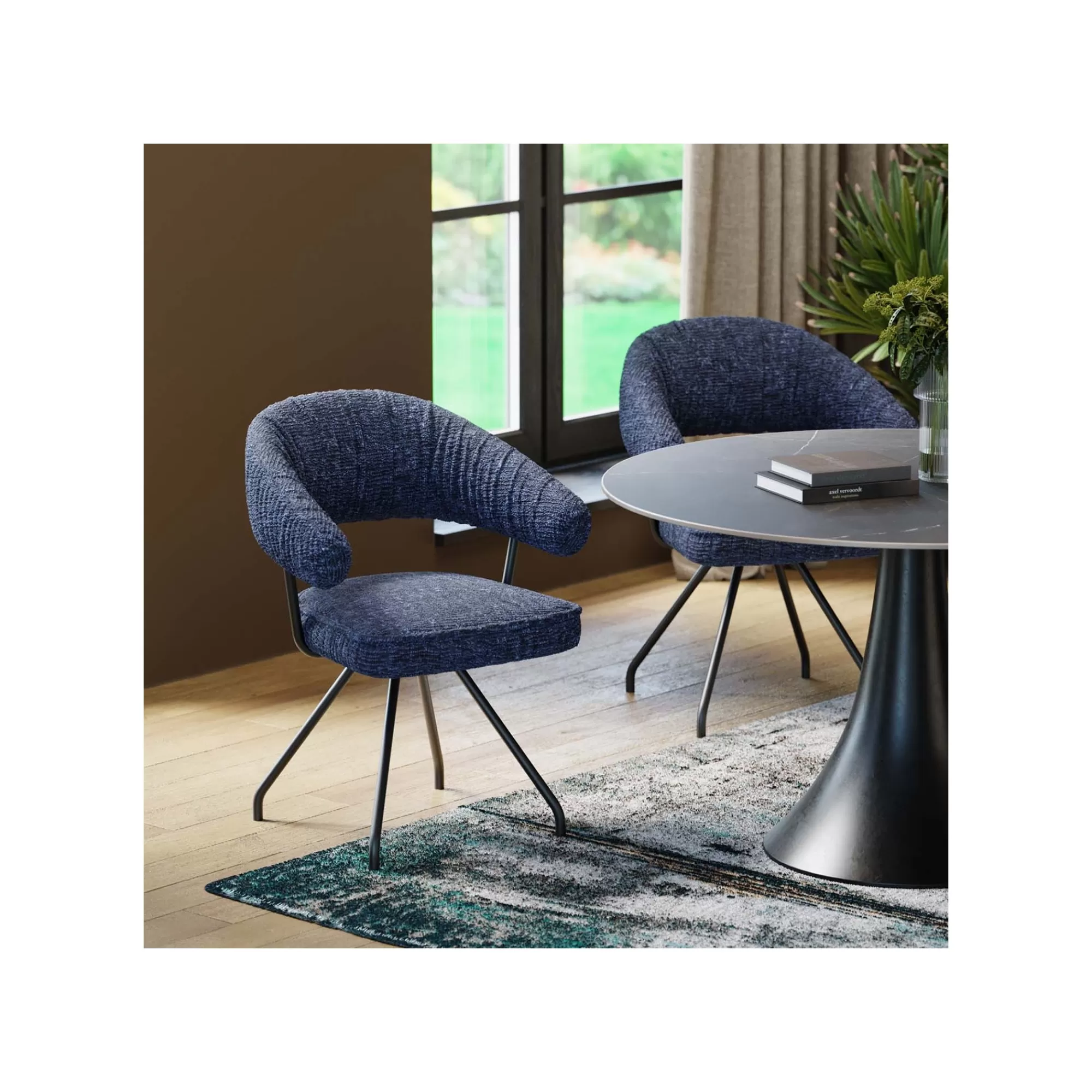 KARE Design Chaise Avec Accoudoirs Pivotante Arabella Bleue ^ Chaise