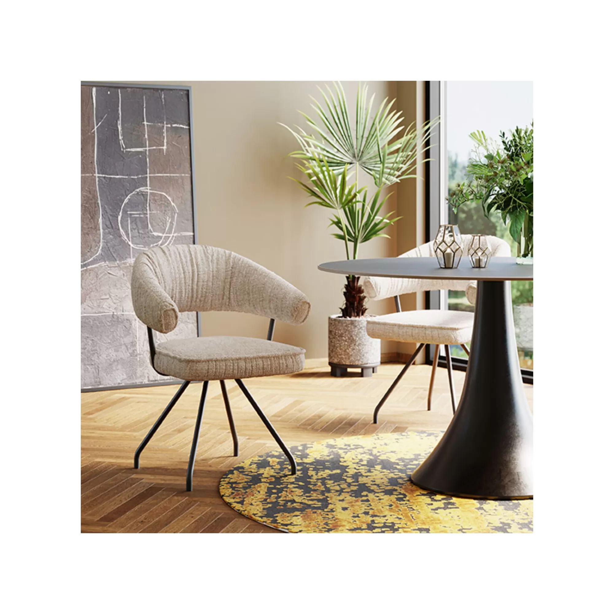 KARE Design Chaise Avec Accoudoirs Pivotante Arabella Grise ^ Chaise