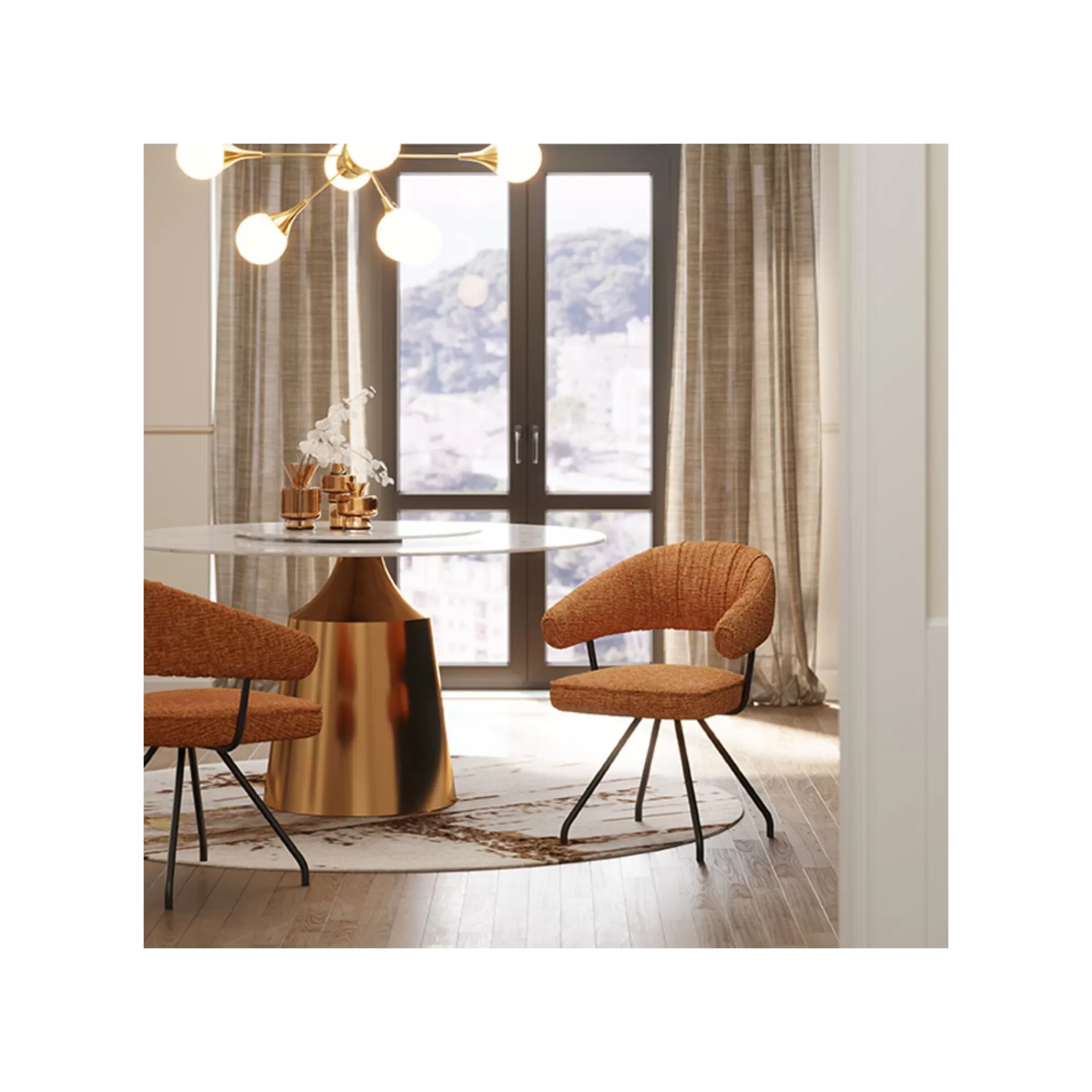 KARE Design Chaise Avec Accoudoirs Pivotante Arabella Orange ^ Chaise