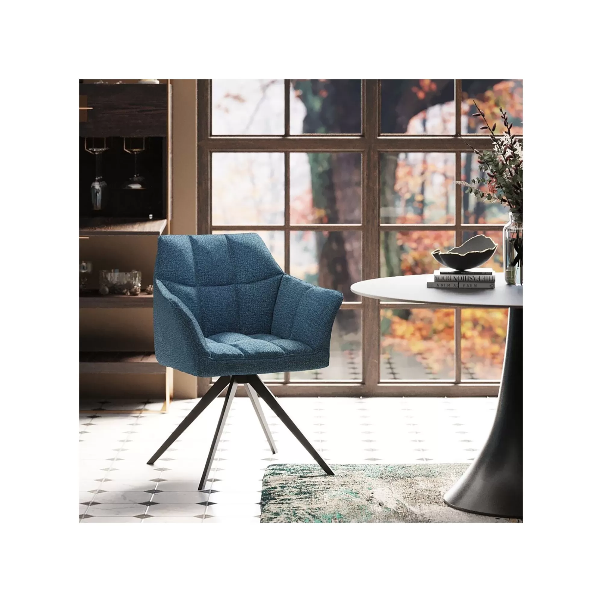 KARE Design Chaise Avec Accoudoirs Pivotante Thinktank Bleue ^ Chaise