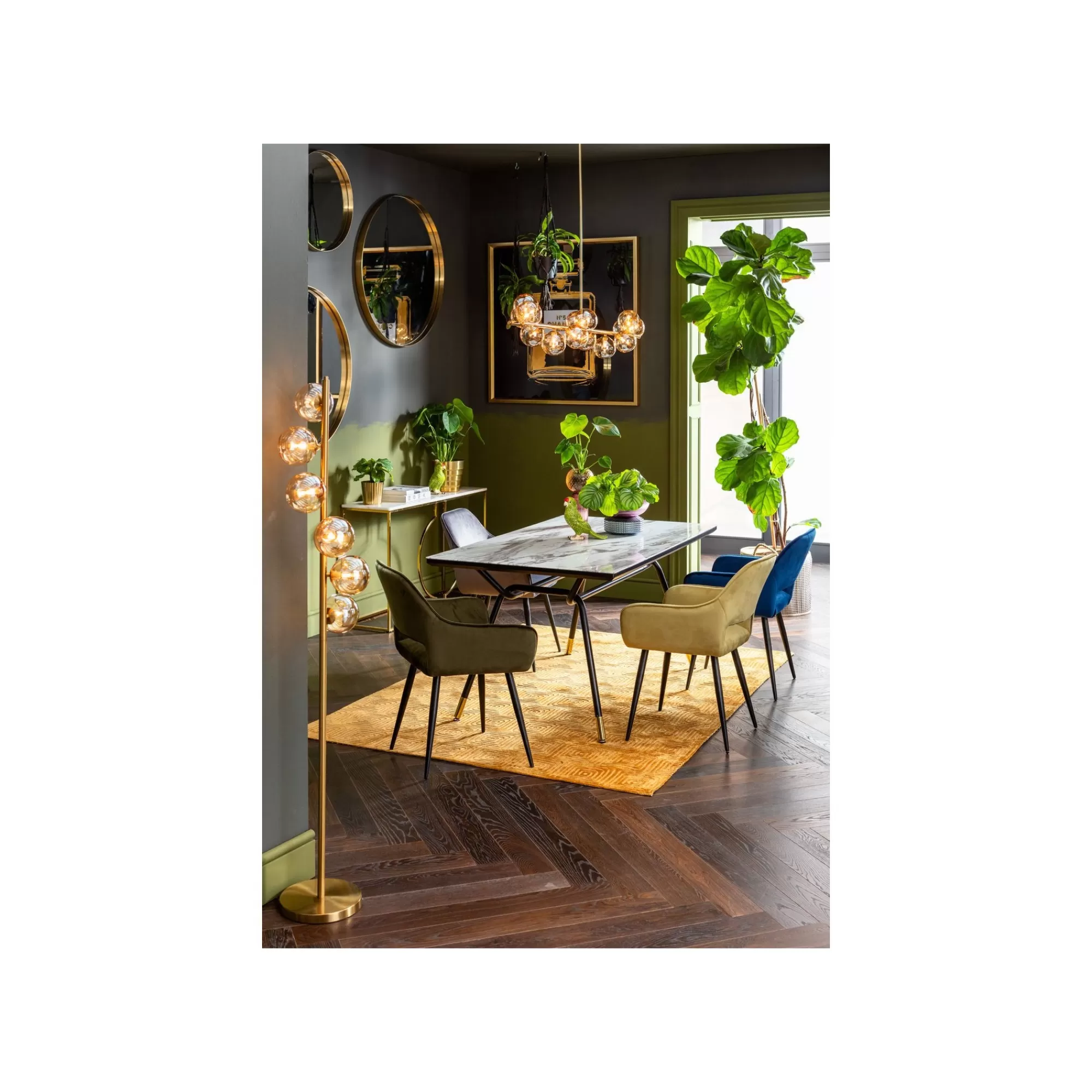 KARE Design Chaise Avec Accoudoirs San Francisco Velours Bleu Pétrole ^ Chaise