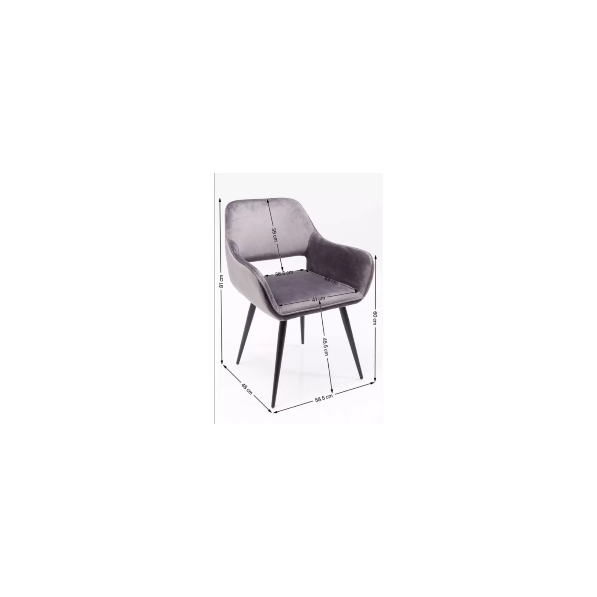 KARE Design Chaise Avec Accoudoirs San Francisco Velours Bleu Pétrole ^ Chaise