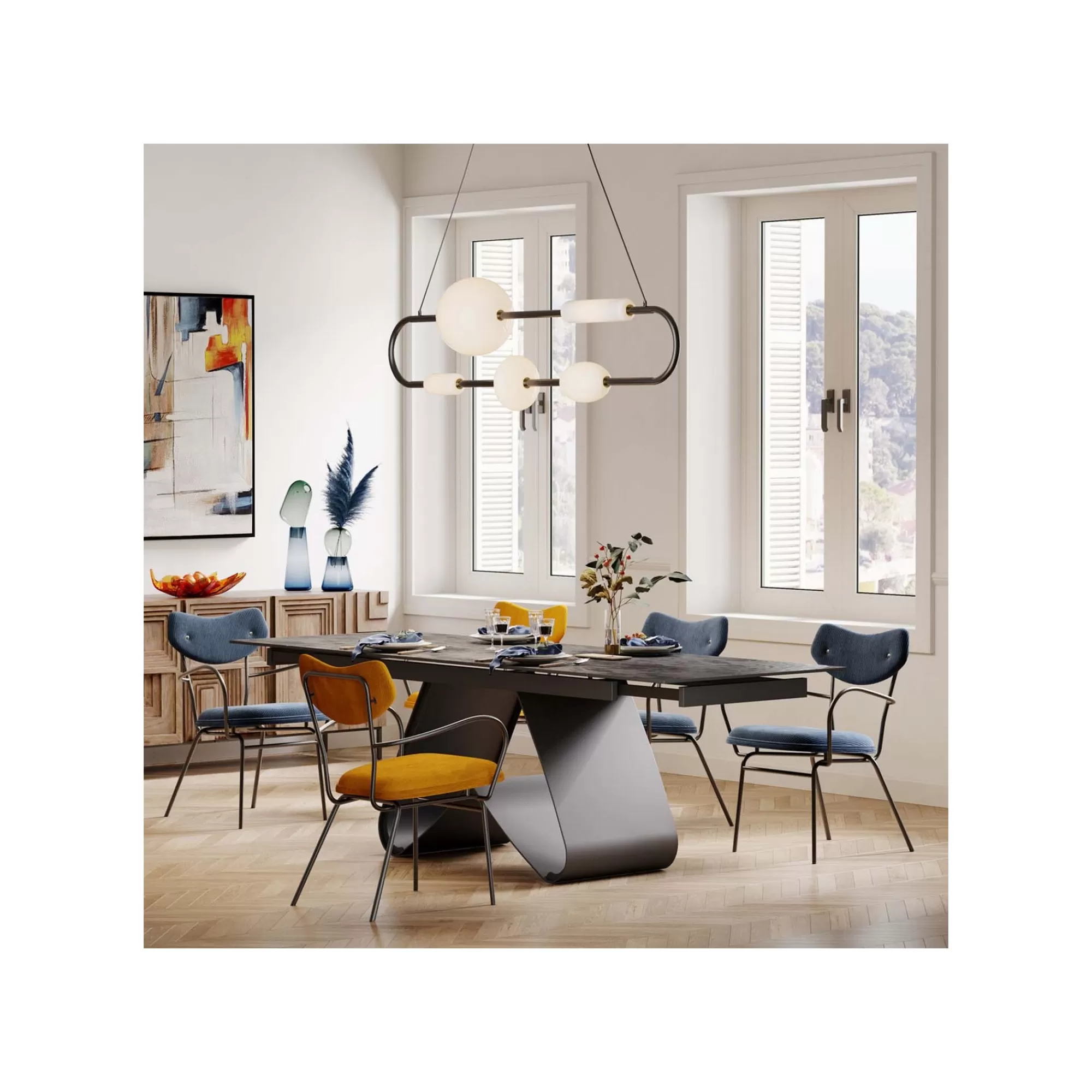 KARE Design Chaise Avec Accoudoirs Viola Bleue ^ Chaise