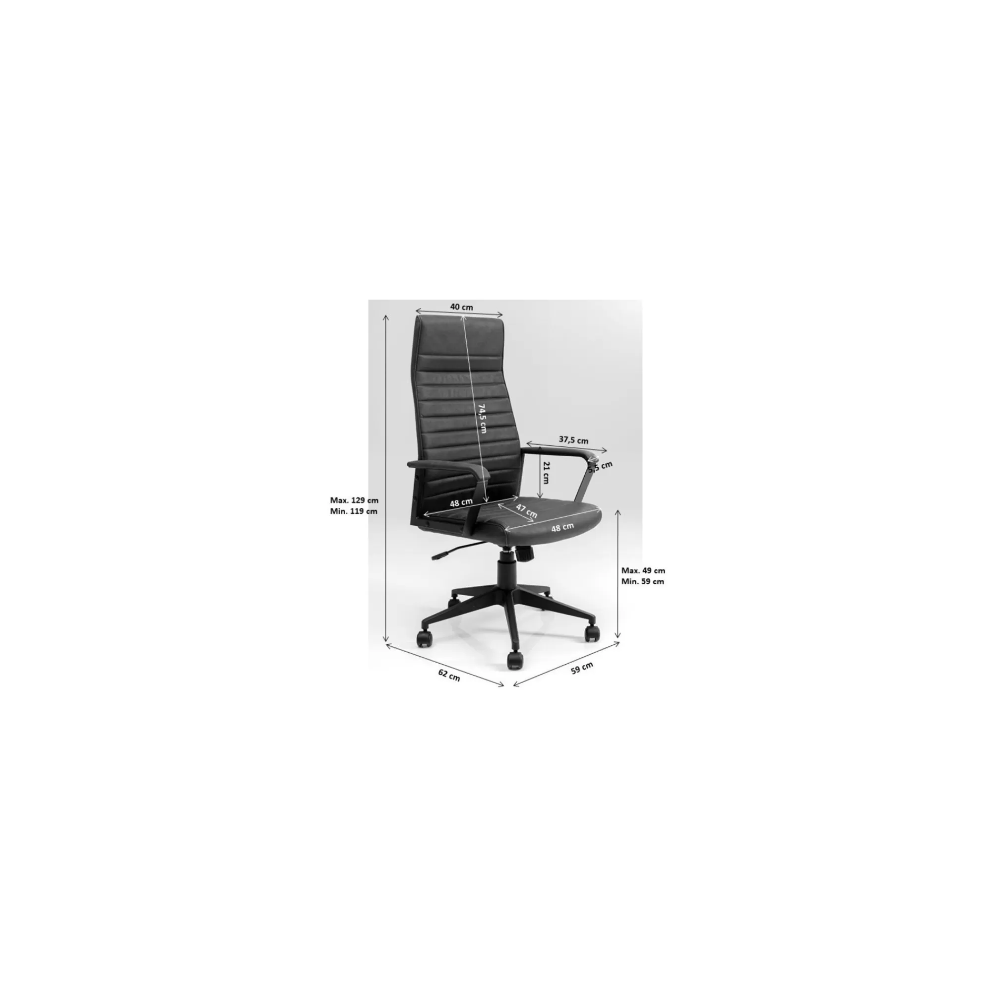 KARE Design Chaise De Bureau Pivotante Labora Haute Marron Foncé ^ Chaise De Bureau