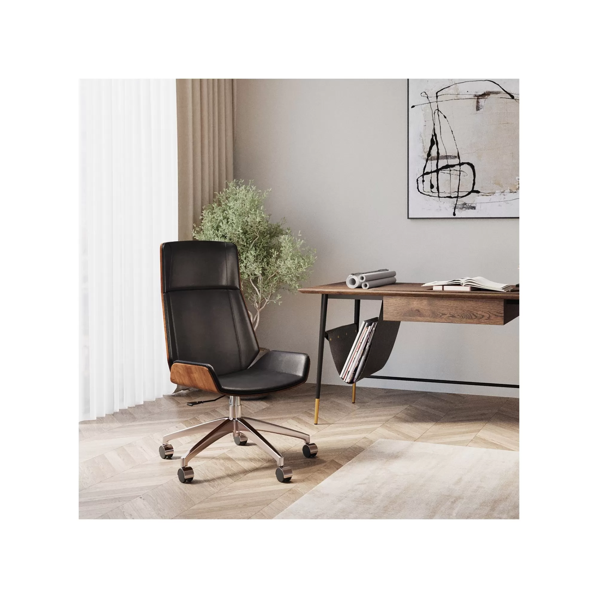 KARE Design Chaise De Bureau Pivotante Rouven Haute Noire ^ Chaise De Bureau