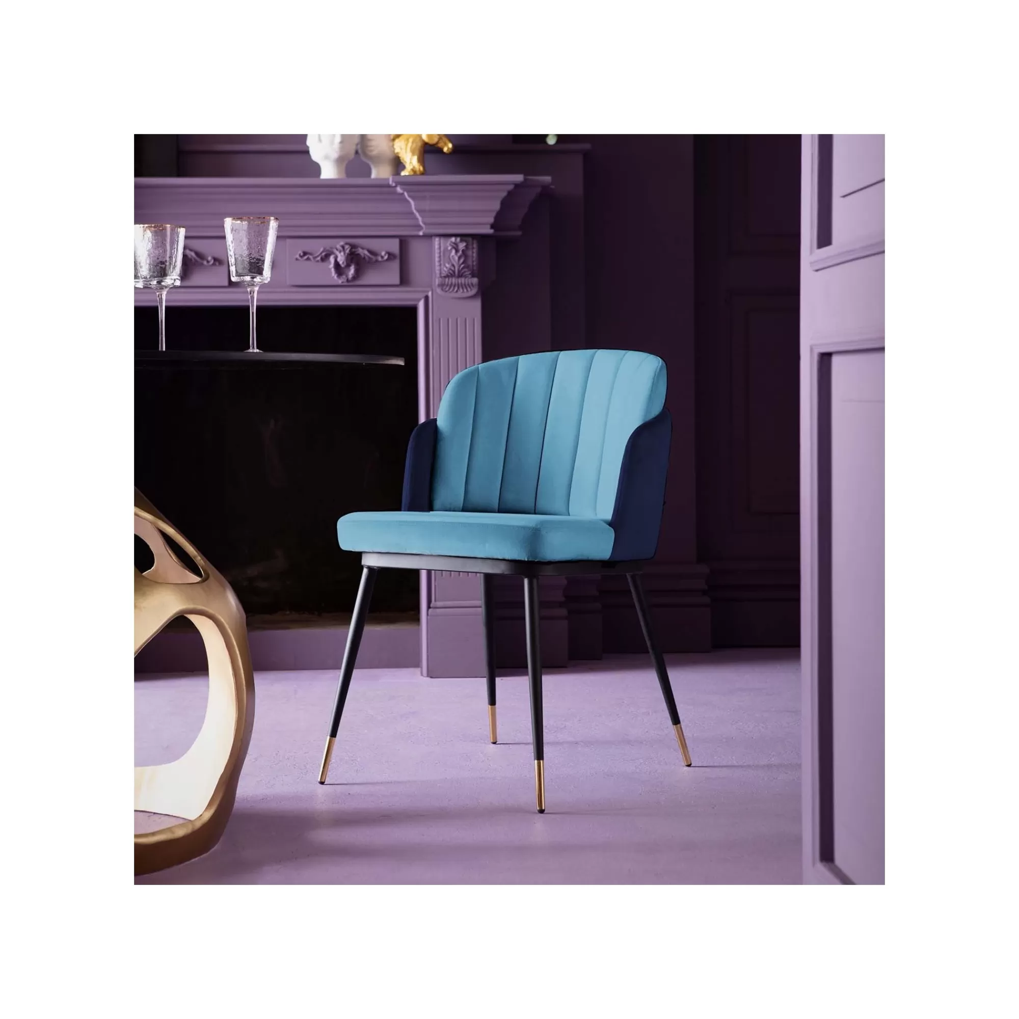 KARE Design Chaise Hojas Velours Bleu ^ Chaise