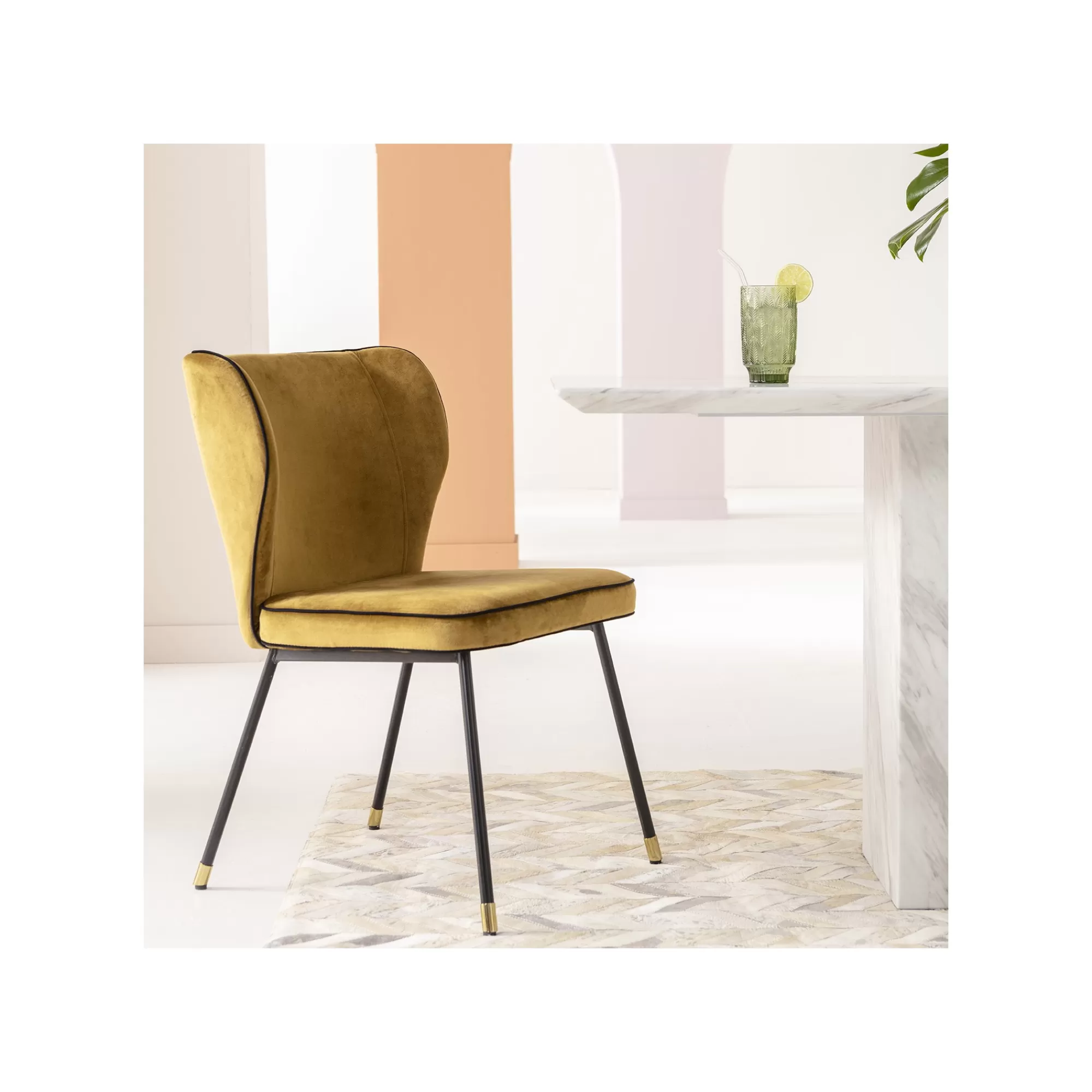 KARE Design Chaise Irina Velours Ocre ^ Chaise