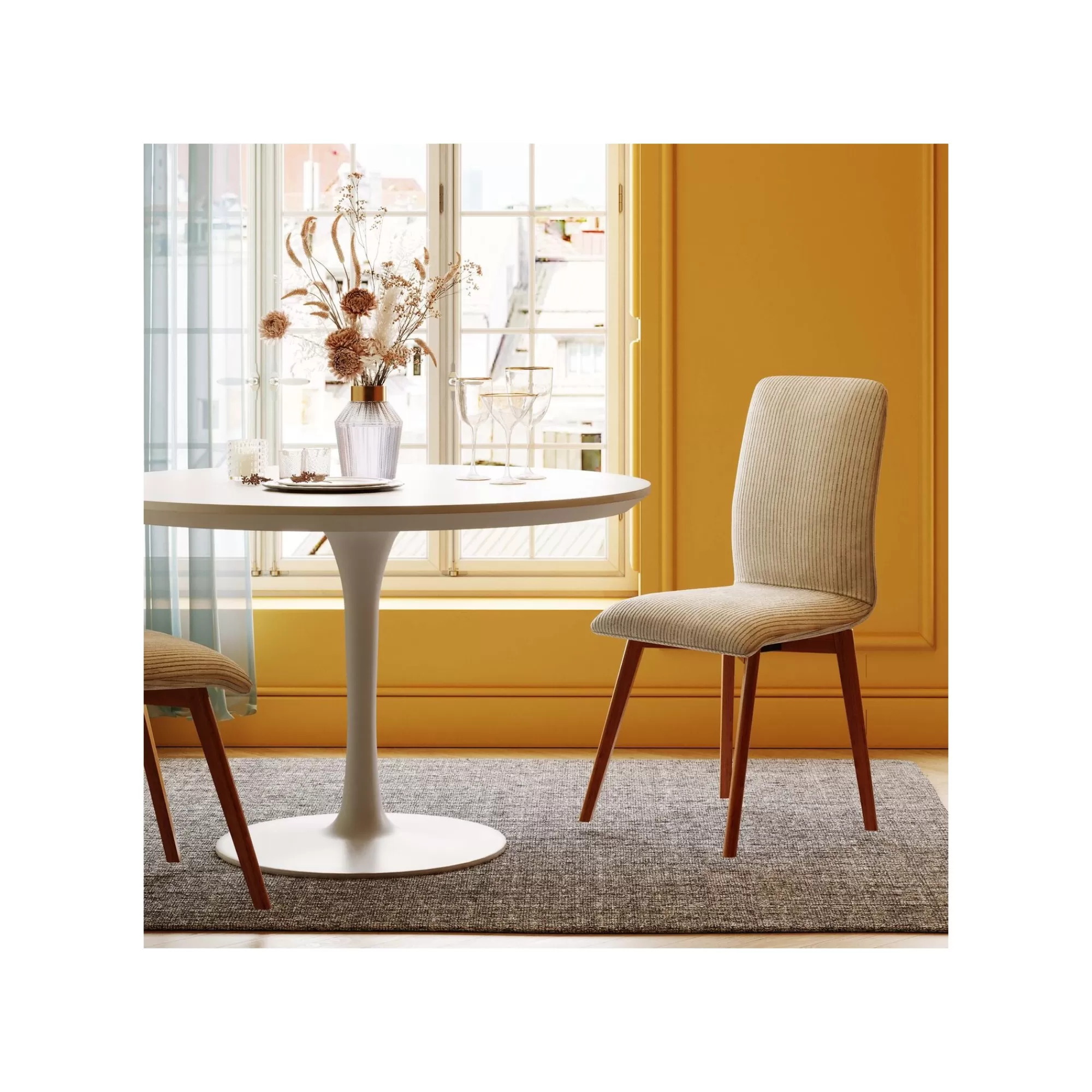 KARE Design Chaise Lara Cord Côtelée Crème ^ Chaise