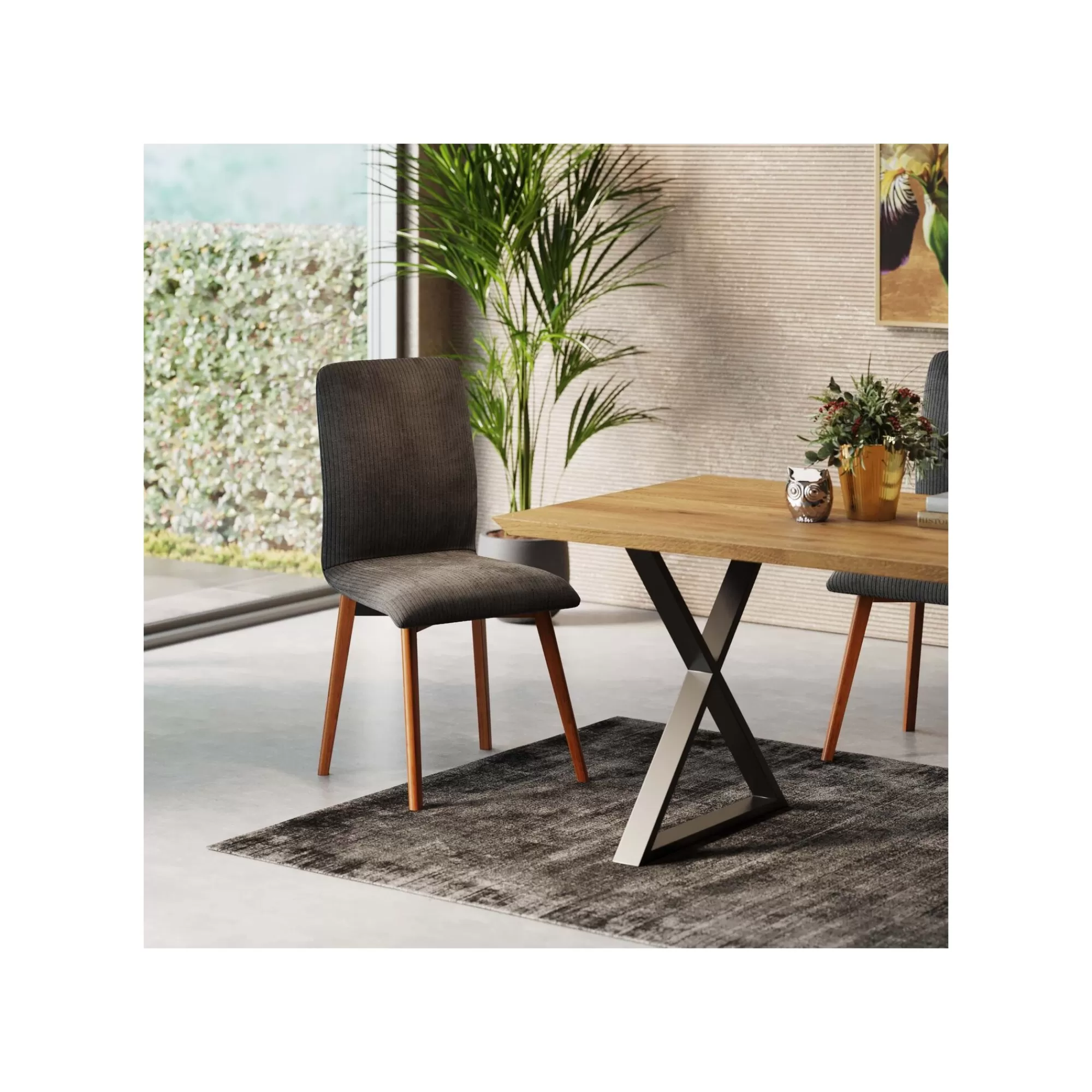KARE Design Chaise Lara Cord Côtelée Grise ^ Chaise