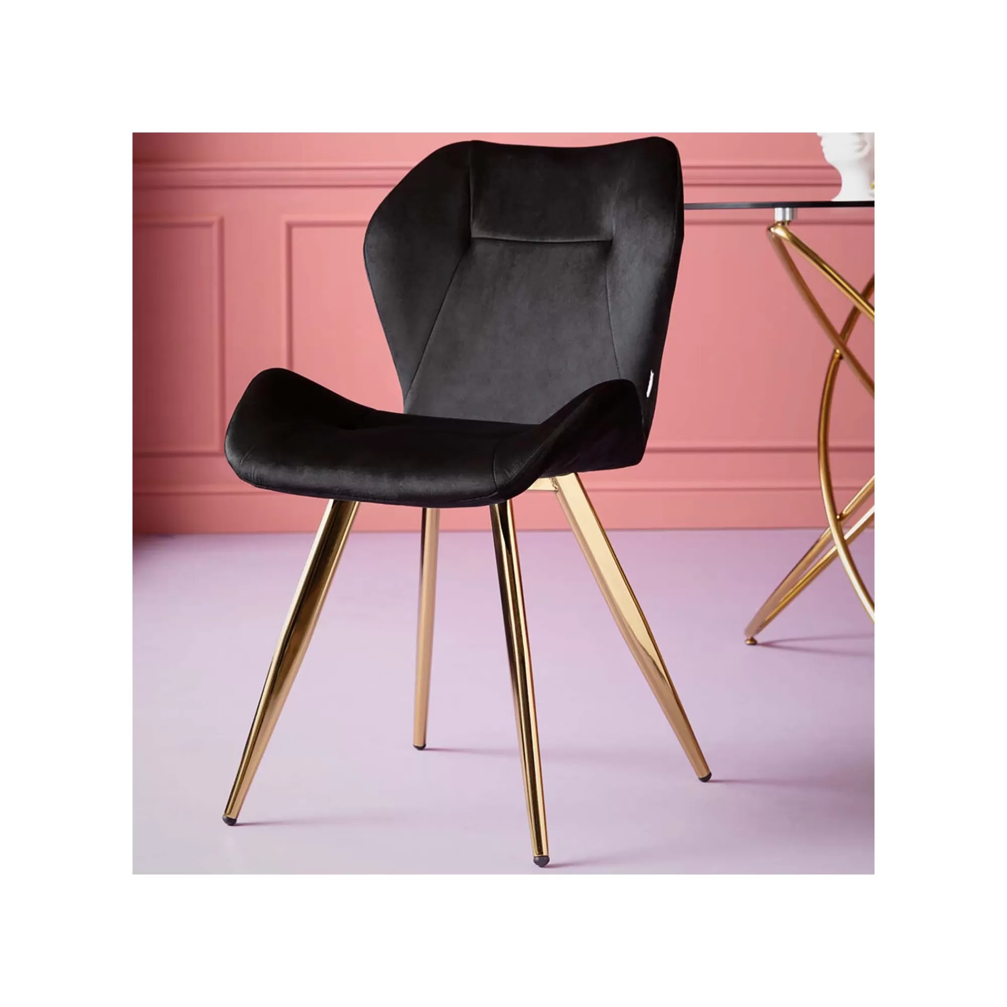 KARE Design Chaise Viva Velours Noir Et Or ^ Chaise