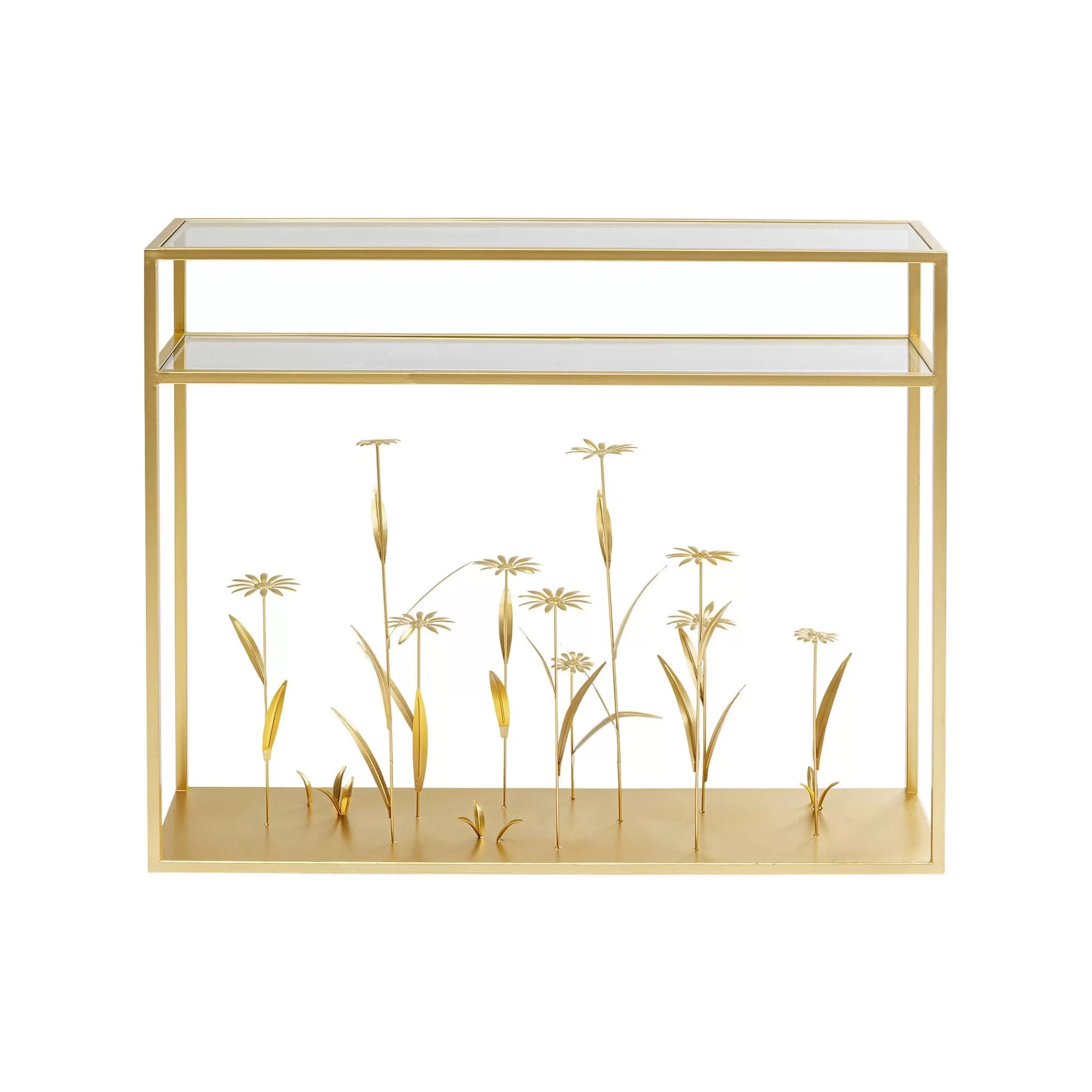 KARE Design Console Fleurs 3D Dorées 100x25cm ^ Console