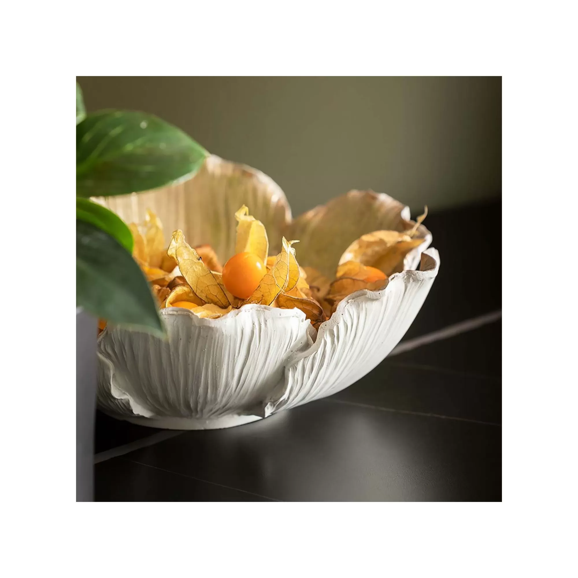 KARE Design Coupe Fleur Dorée Et Blanche 20cm ^ Vaisselle