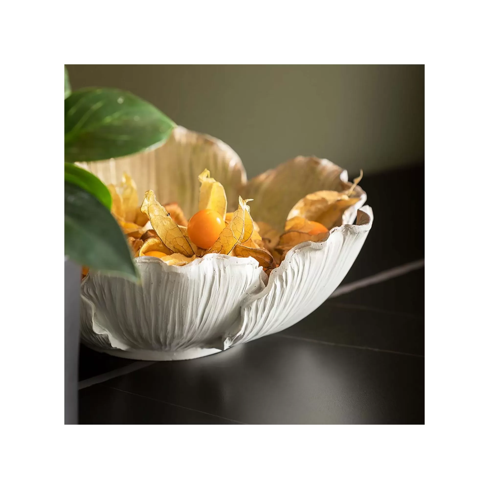 KARE Design Coupe Fleur Dorée Et Blanche 25cm ^ Vaisselle