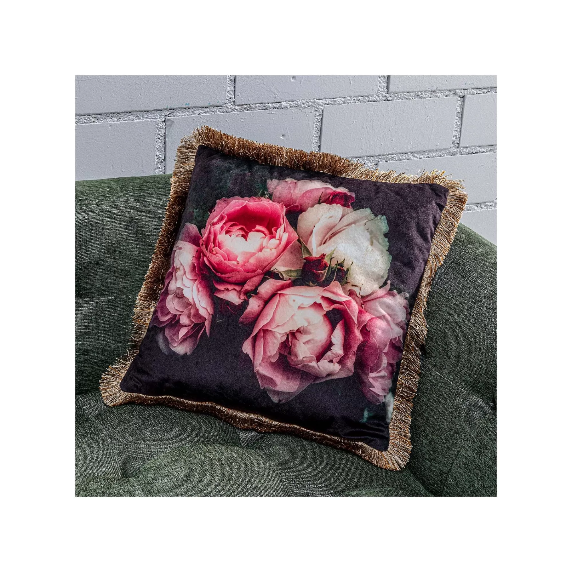 KARE Design Coussin à Franges Pivoines ^ Coussin & Plaid