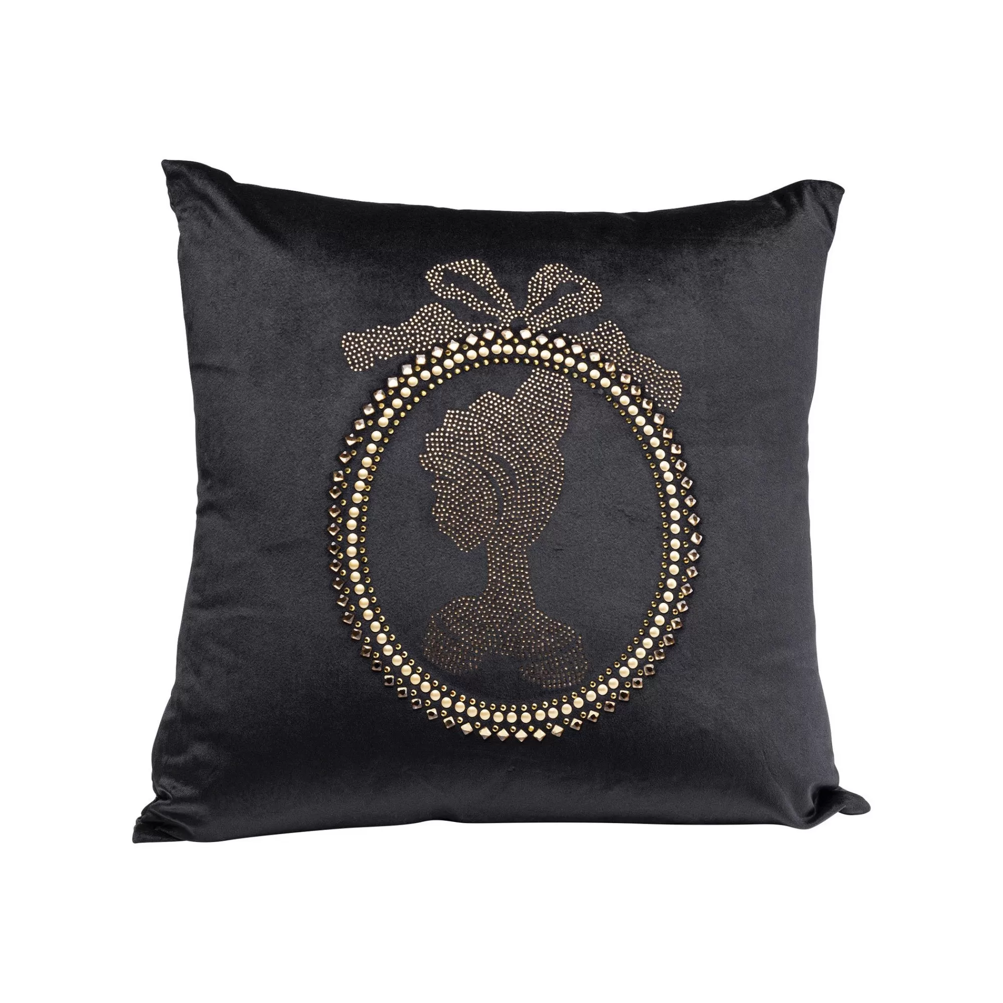 KARE Design Coussin Noir Médaillon Strass ^ Coussin & Plaid