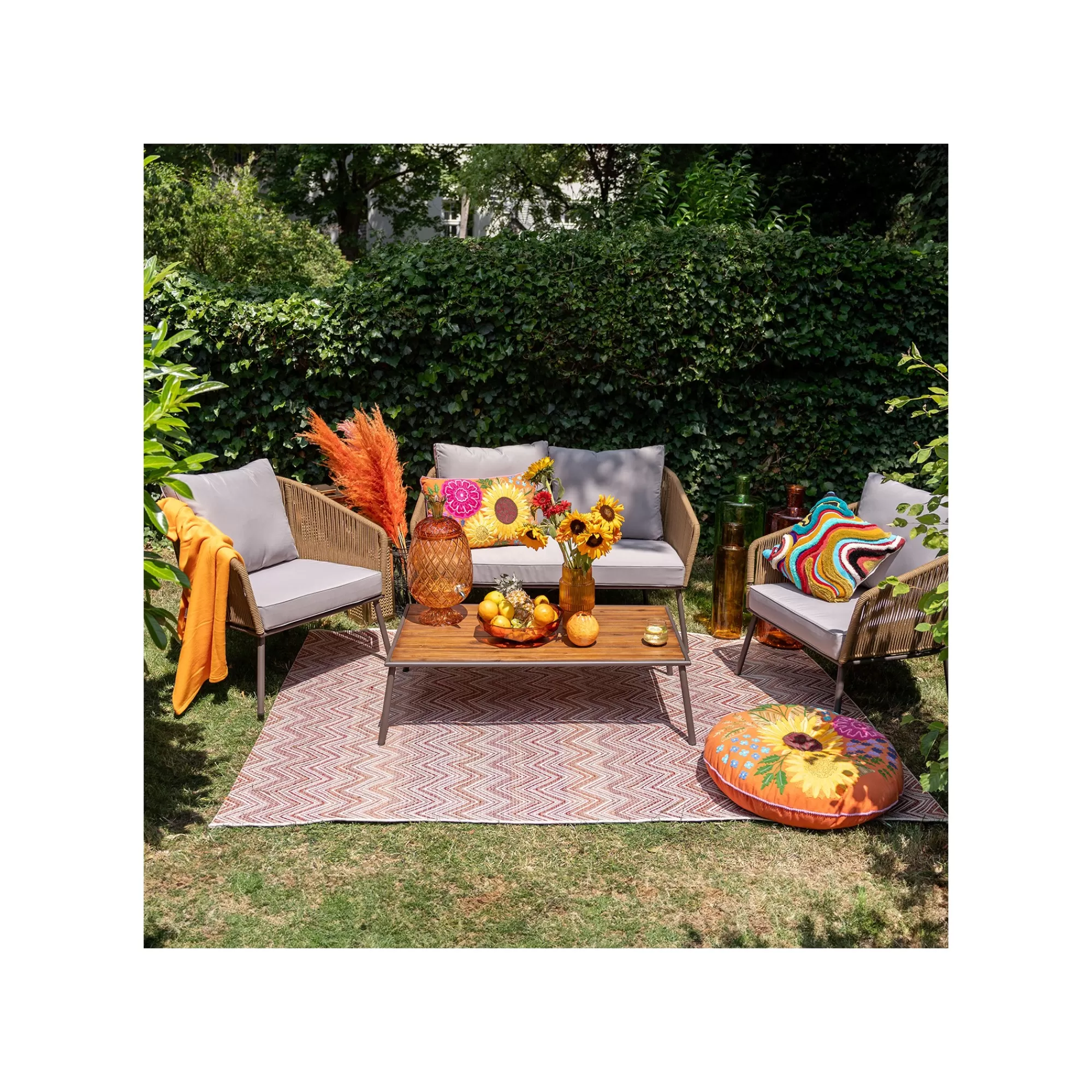 KARE Design Coussin Vagues Multicolores ^ Coussin & Plaid