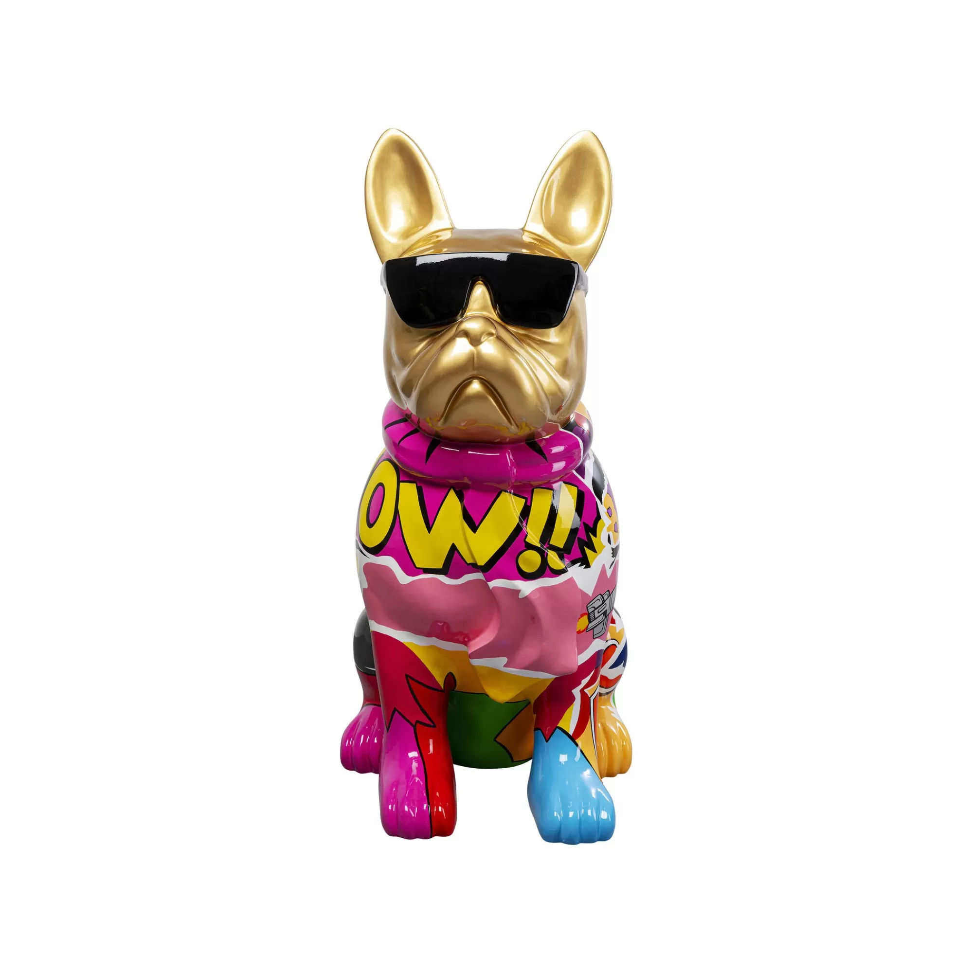 KARE Design Déco Bouledogue Doré Graffiti Lunettes 20cm ^ Déco