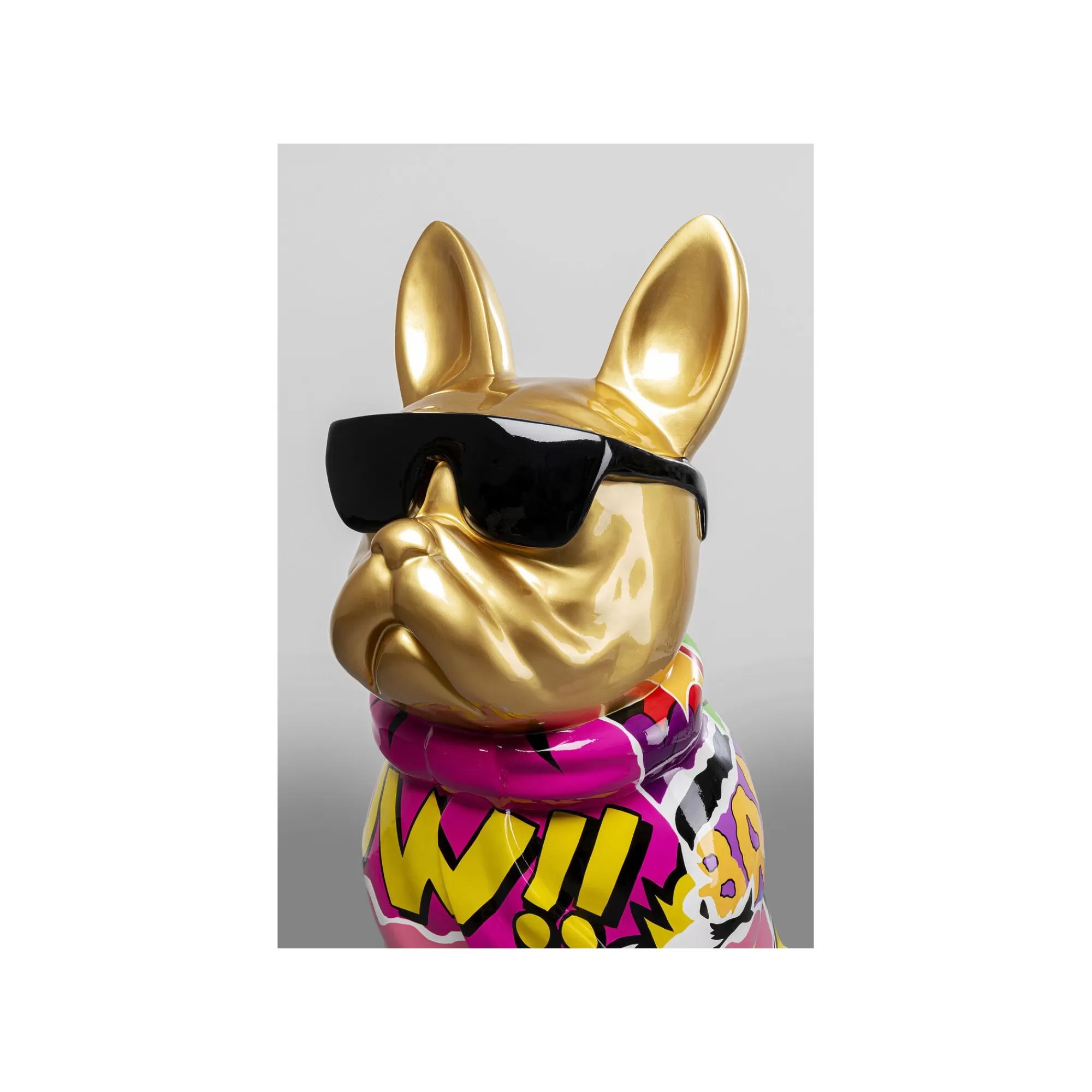 KARE Design Déco Bouledogue Doré Graffiti Lunettes 20cm ^ Déco