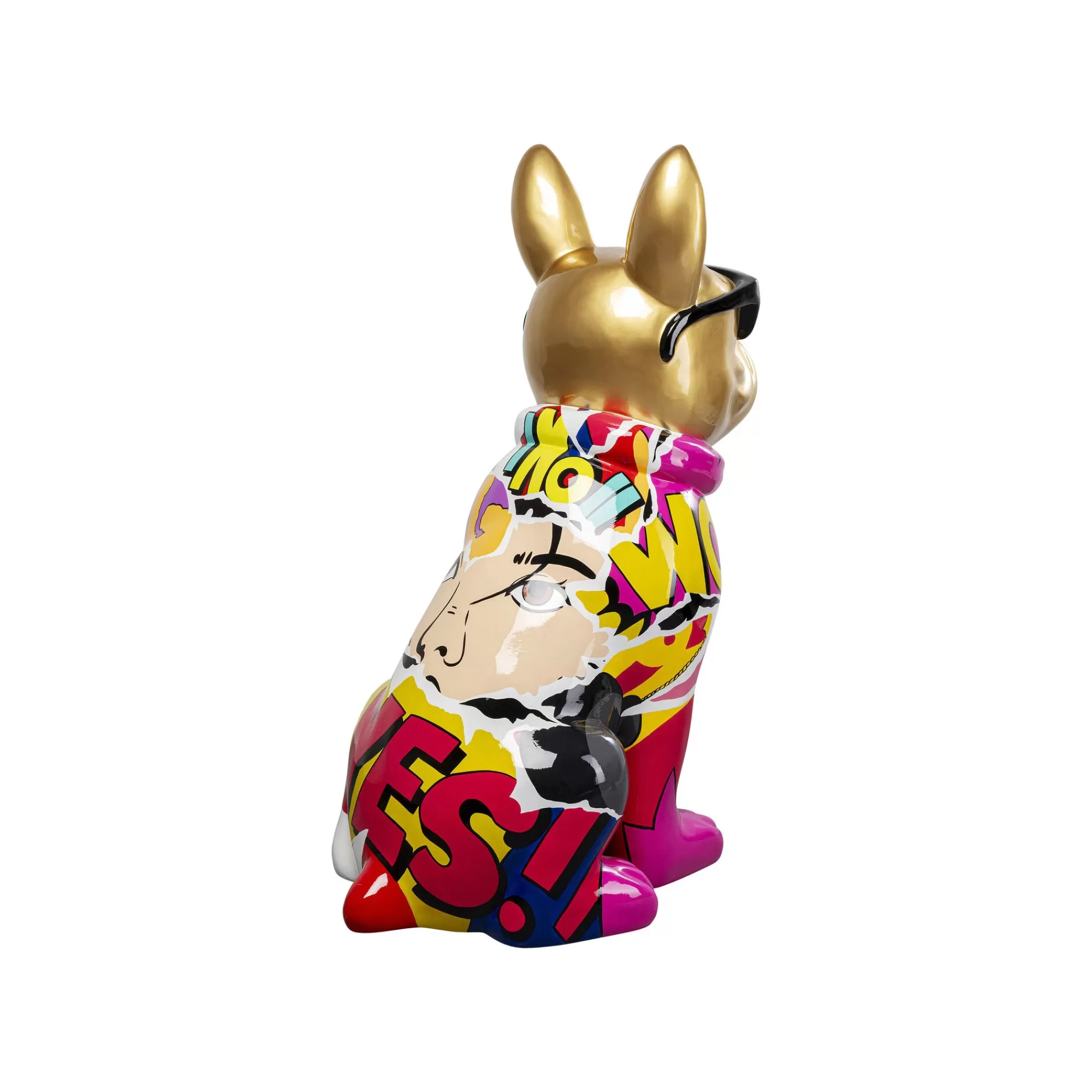 KARE Design Déco Bouledogue Doré Graffiti Lunettes XL 152cm ^ Déco