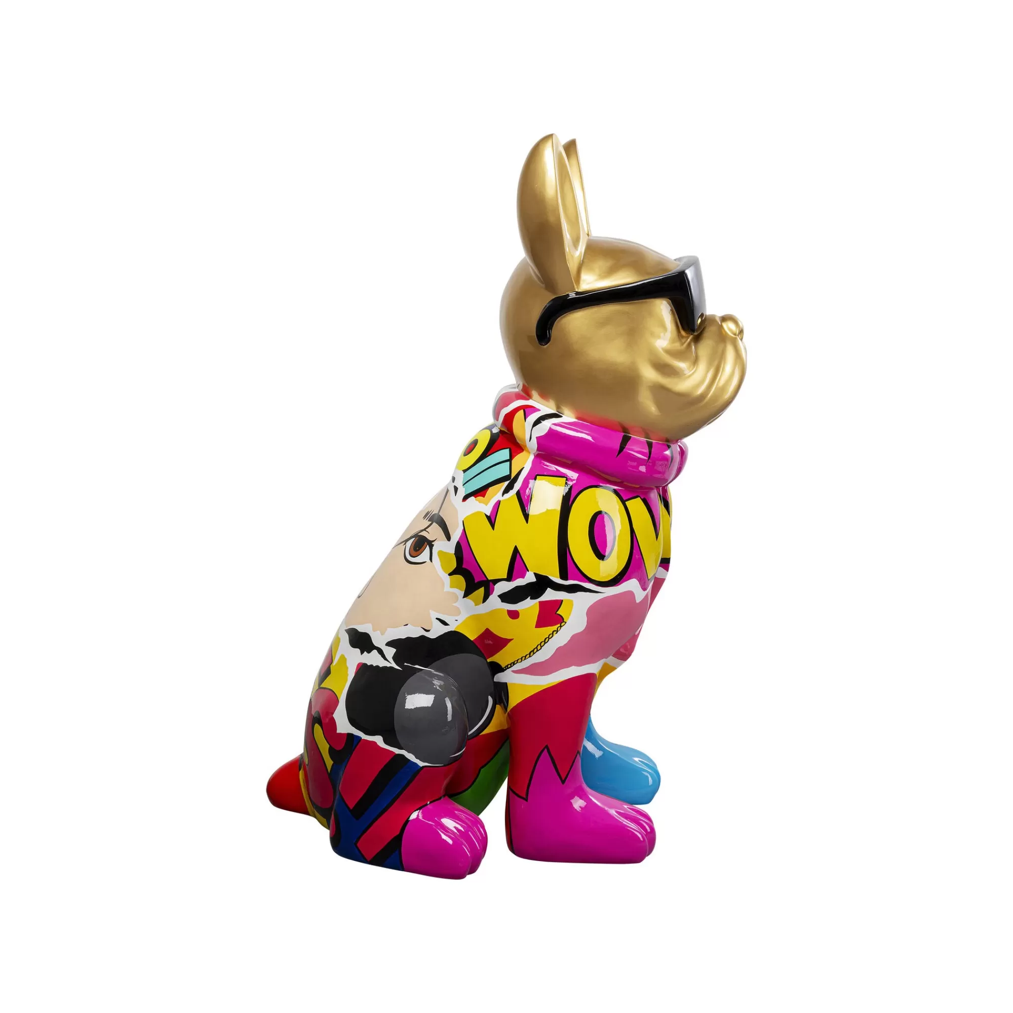 KARE Design Déco Bouledogue Doré Graffiti Lunettes XL 152cm ^ Déco