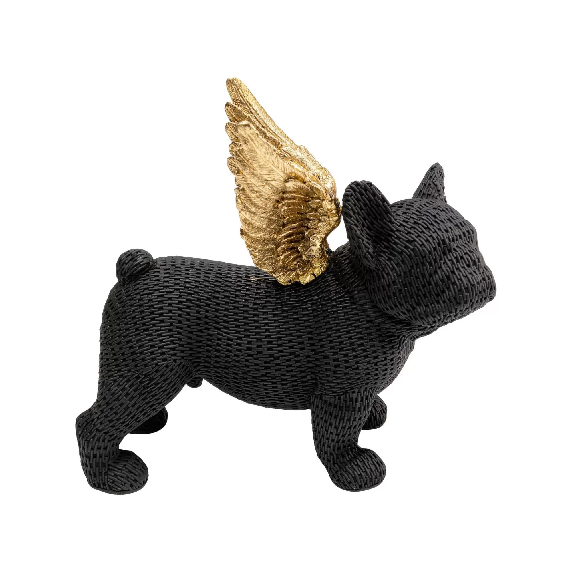 KARE Design Déco Bouledogue Noir Texturé Ailes Dorées ^ Déco