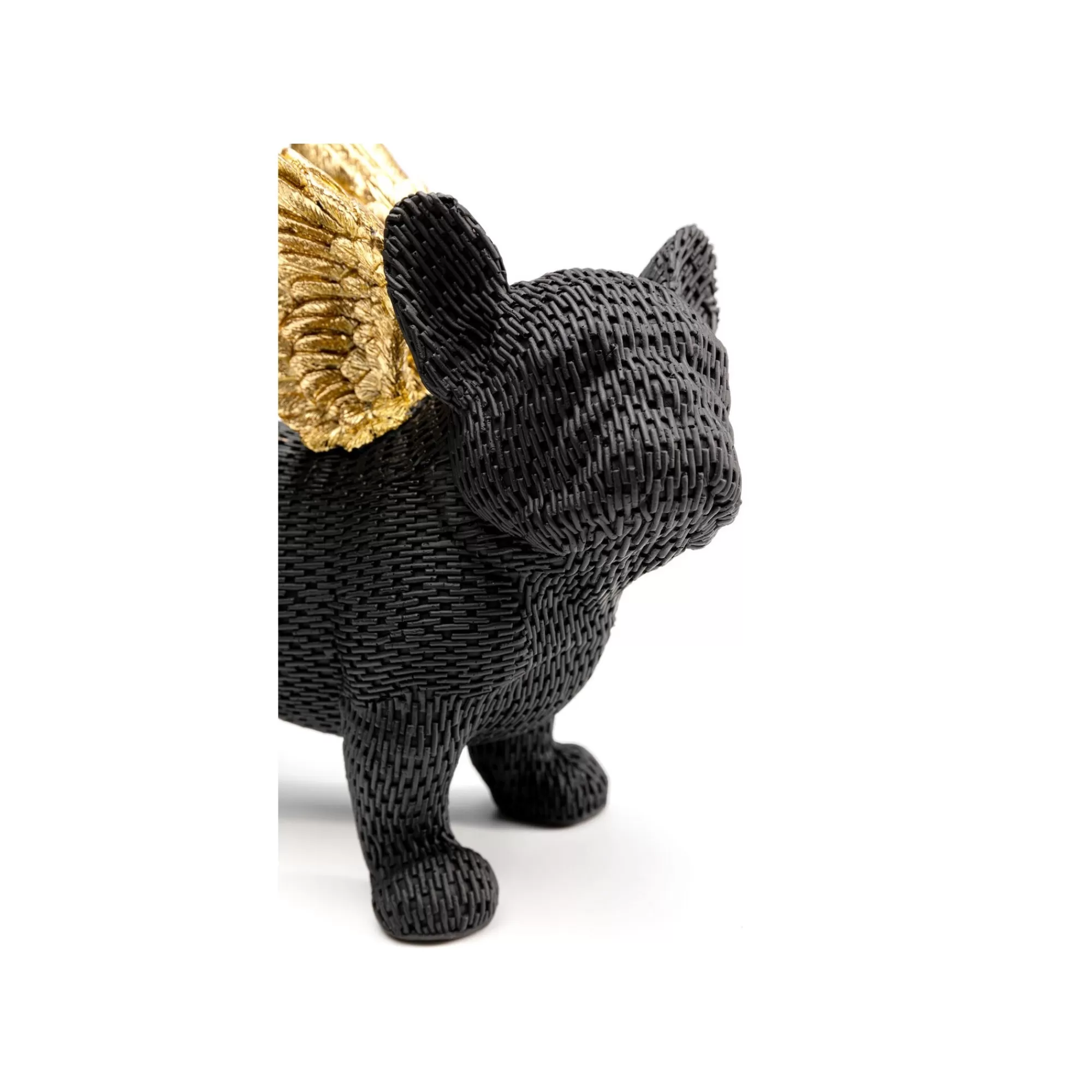 KARE Design Déco Bouledogue Noir Texturé Ailes Dorées ^ Déco