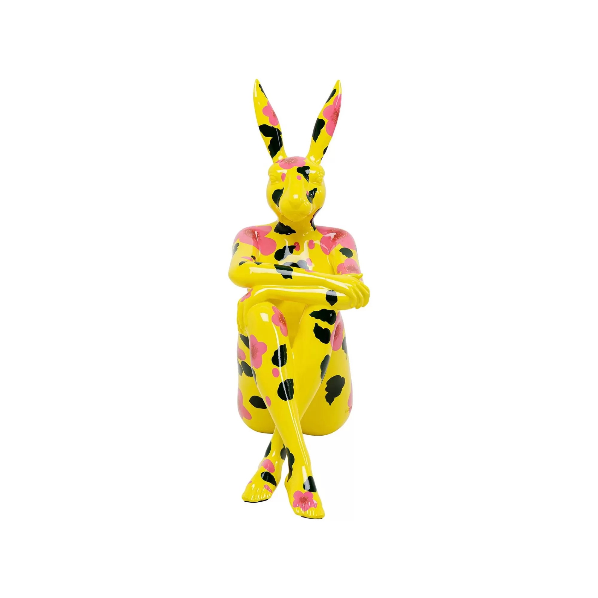 KARE Design Déco Gangster Lapin Jaune XL Fleurs Roses ^ Déco