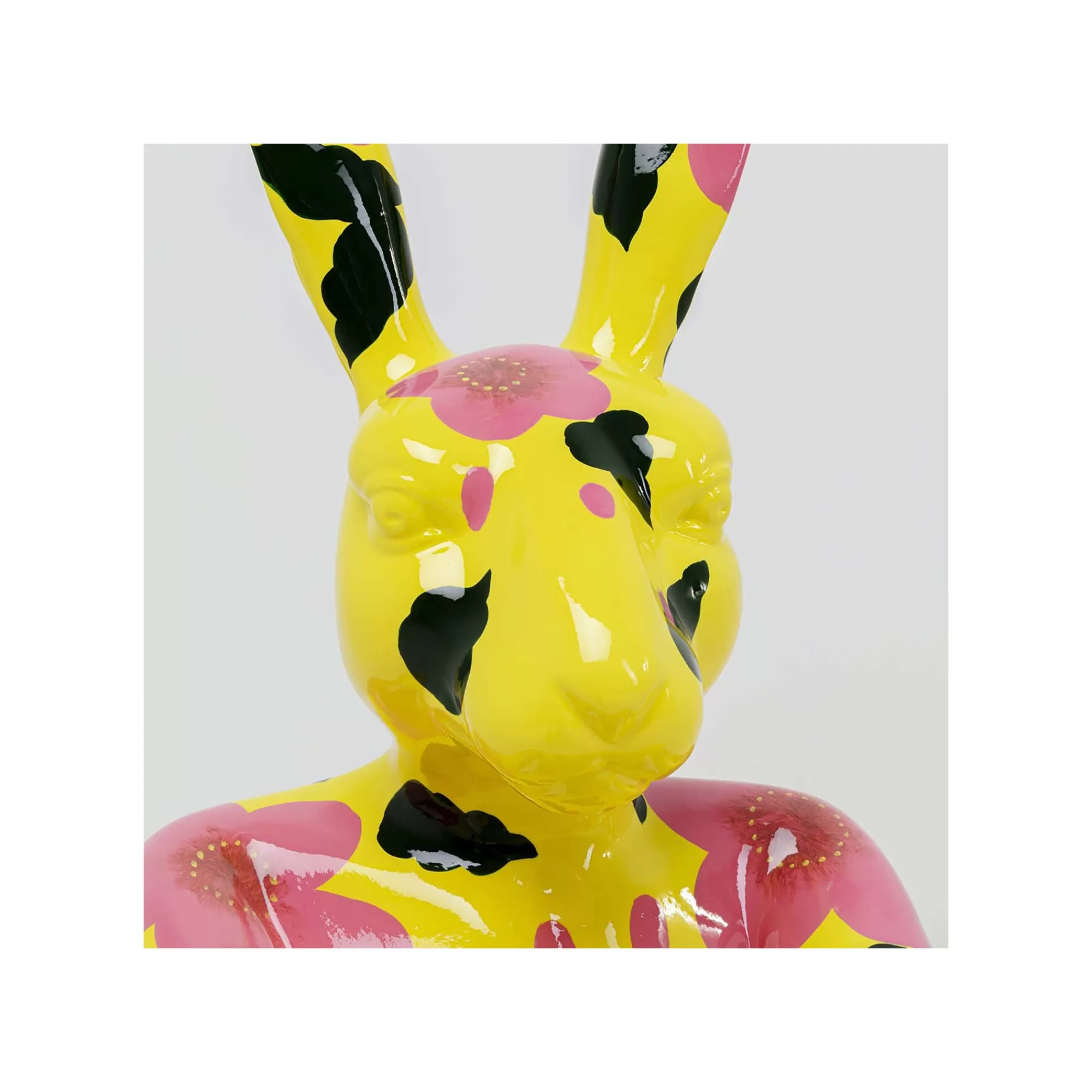 KARE Design Déco Gangster Lapin Jaune XL Fleurs Roses ^ Déco