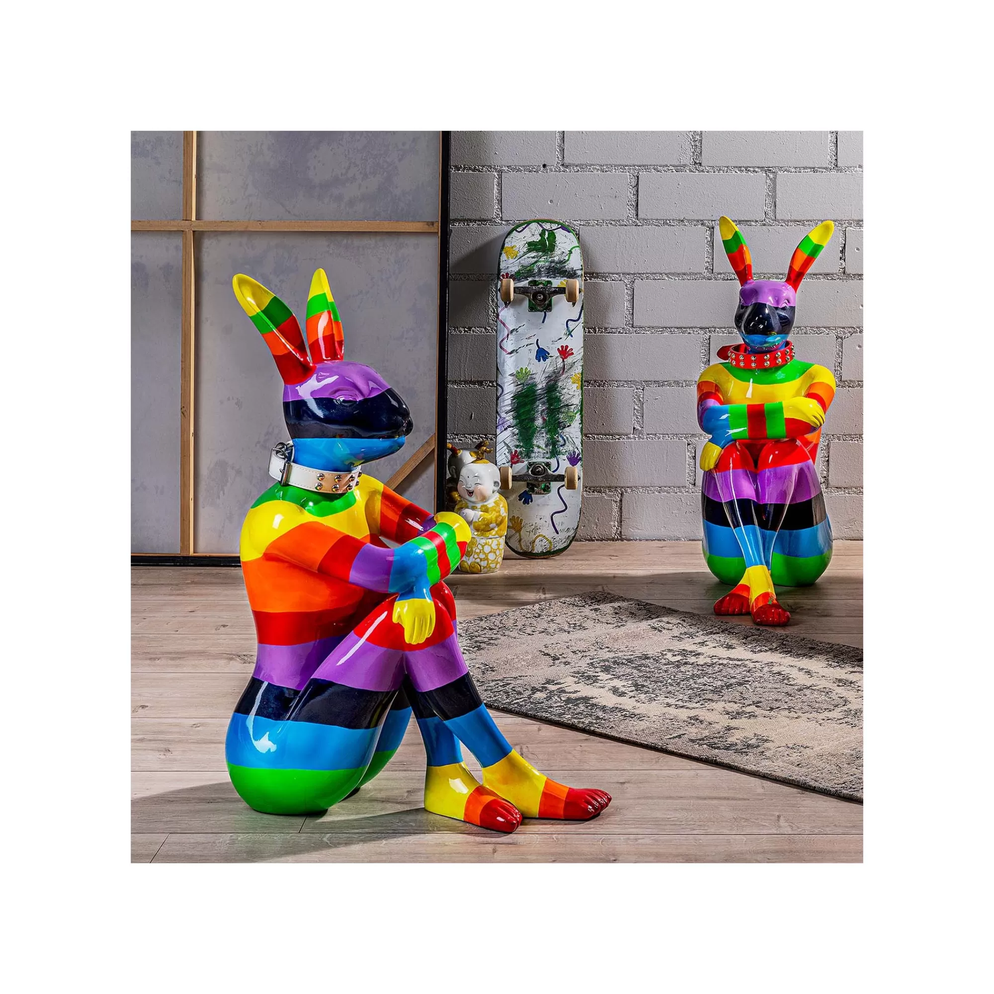 KARE Design Déco Lapin Rayures Multicolores XL 80cm ^ Déco