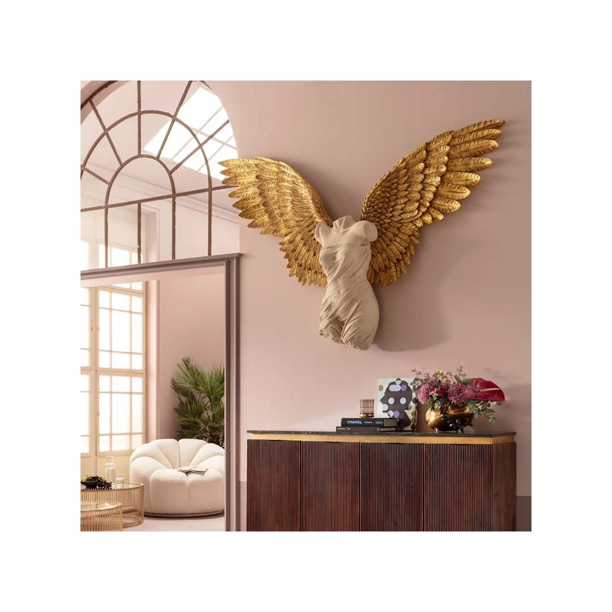 KARE Design Déco Murale Buste Femme Ailes Dorées 203x140cm ^ Déco Murale