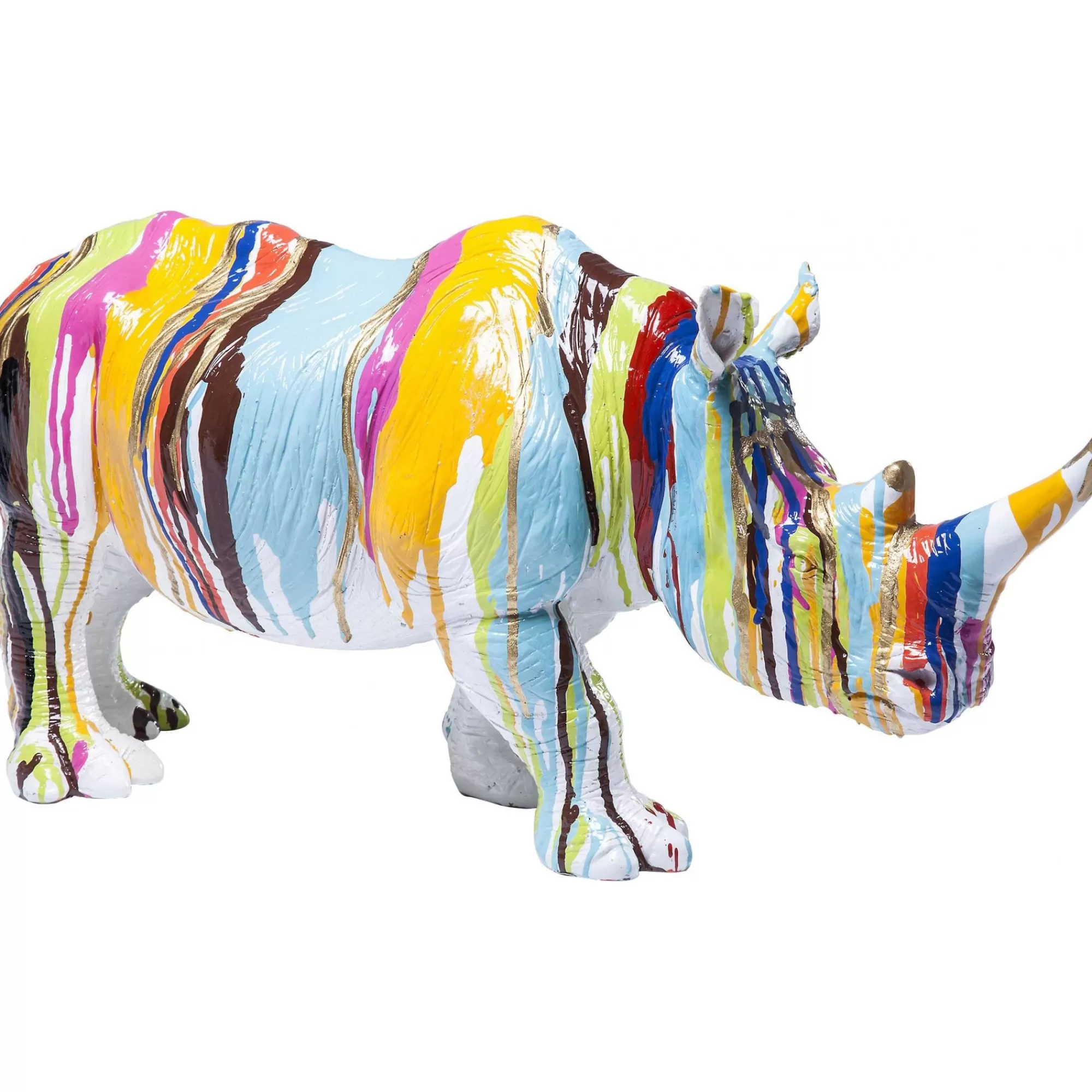 KARE Design Déco Rhino Blanc Coulées De Peinture 55cm ^ Déco