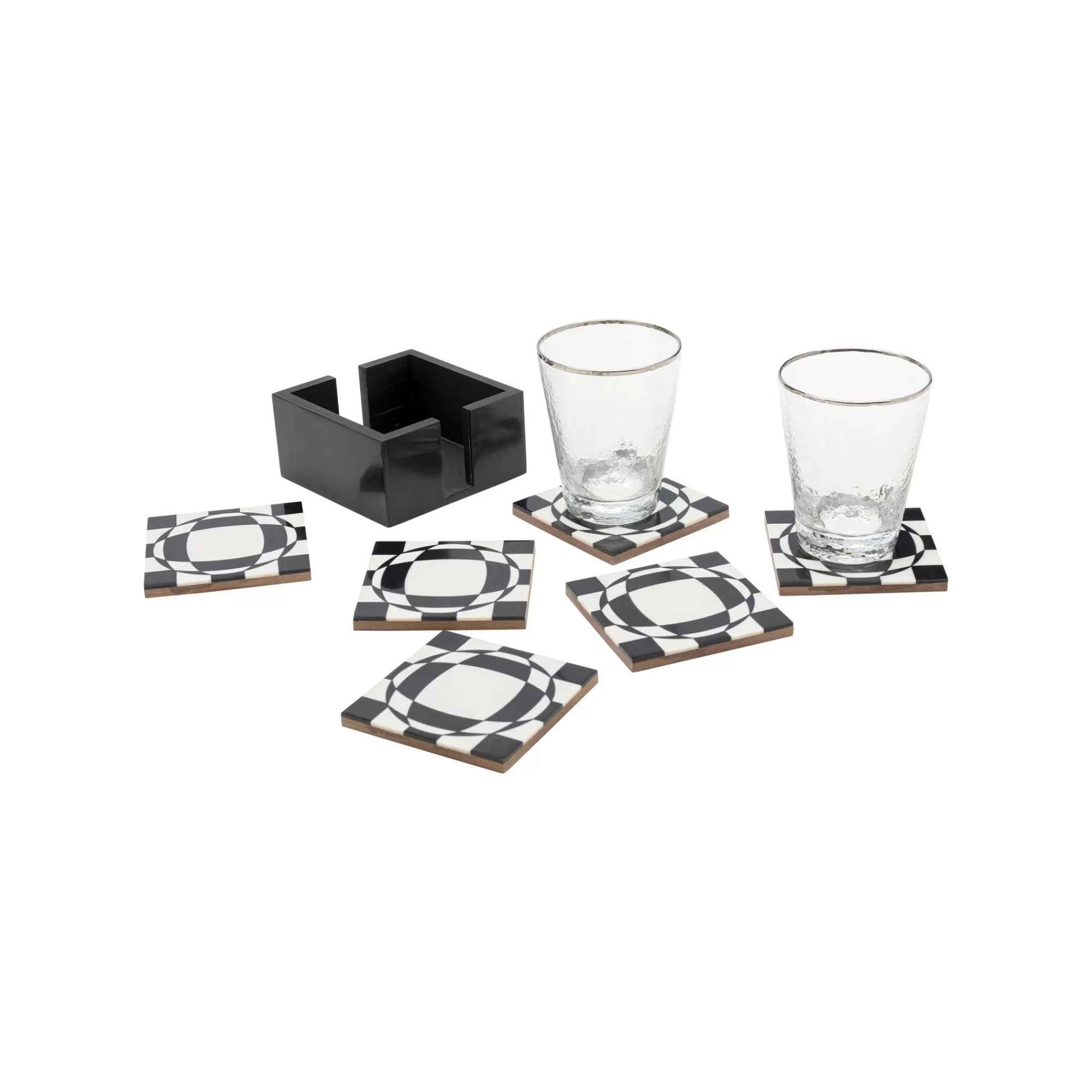KARE Design Dessous De Verre Miracle Noirs Et Blancs Set De 6 ^ Vaisselle