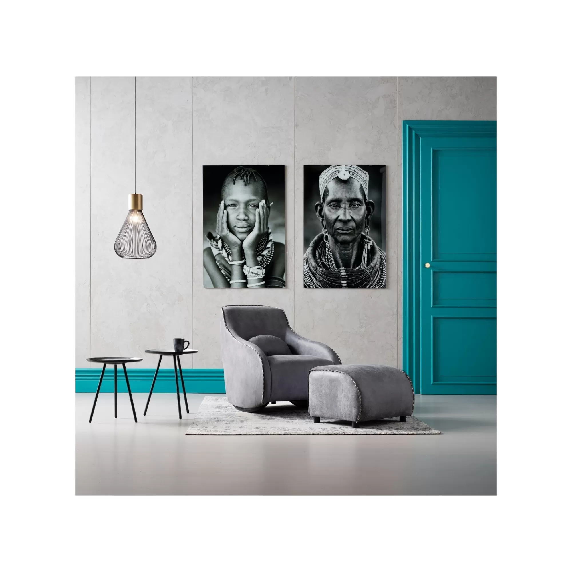 KARE Design Fauteuil à Bascule Swing Ritmo Vintage Gris ^ Fauteuil