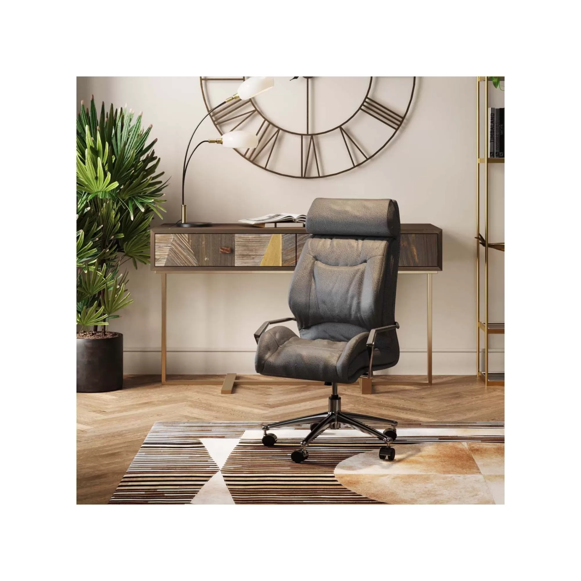 KARE Design Fauteuil De Bureau Cigar Lounge Gris ^ Chaise De Bureau