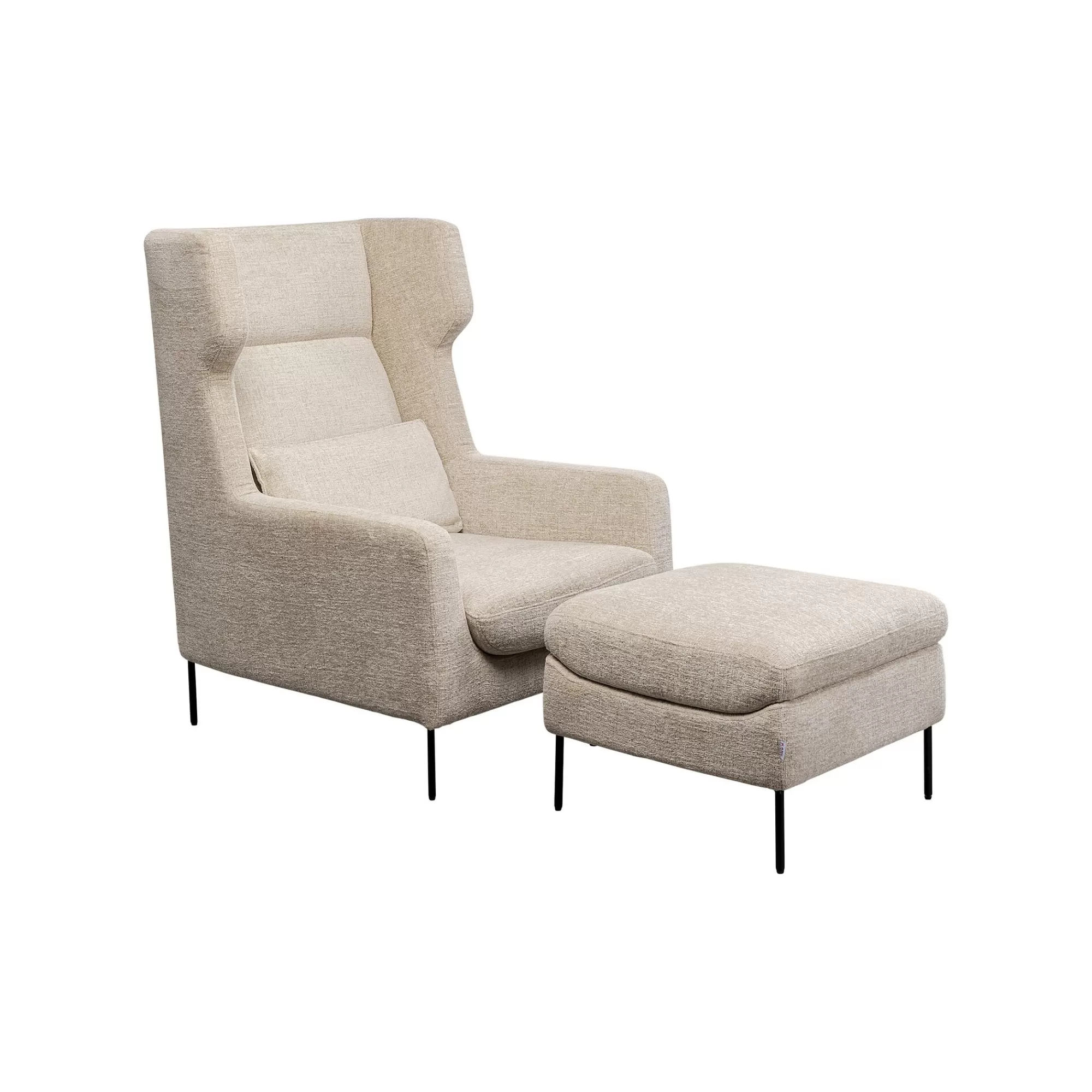 KARE Design Fauteuil Et Repose-pieds Quinn Beige ^ Fauteuil